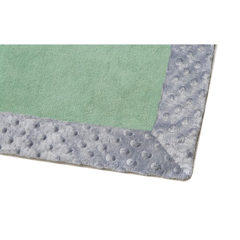 Bacati - Solid Mint with Solid Border Blanket (Mint/Grey Border)