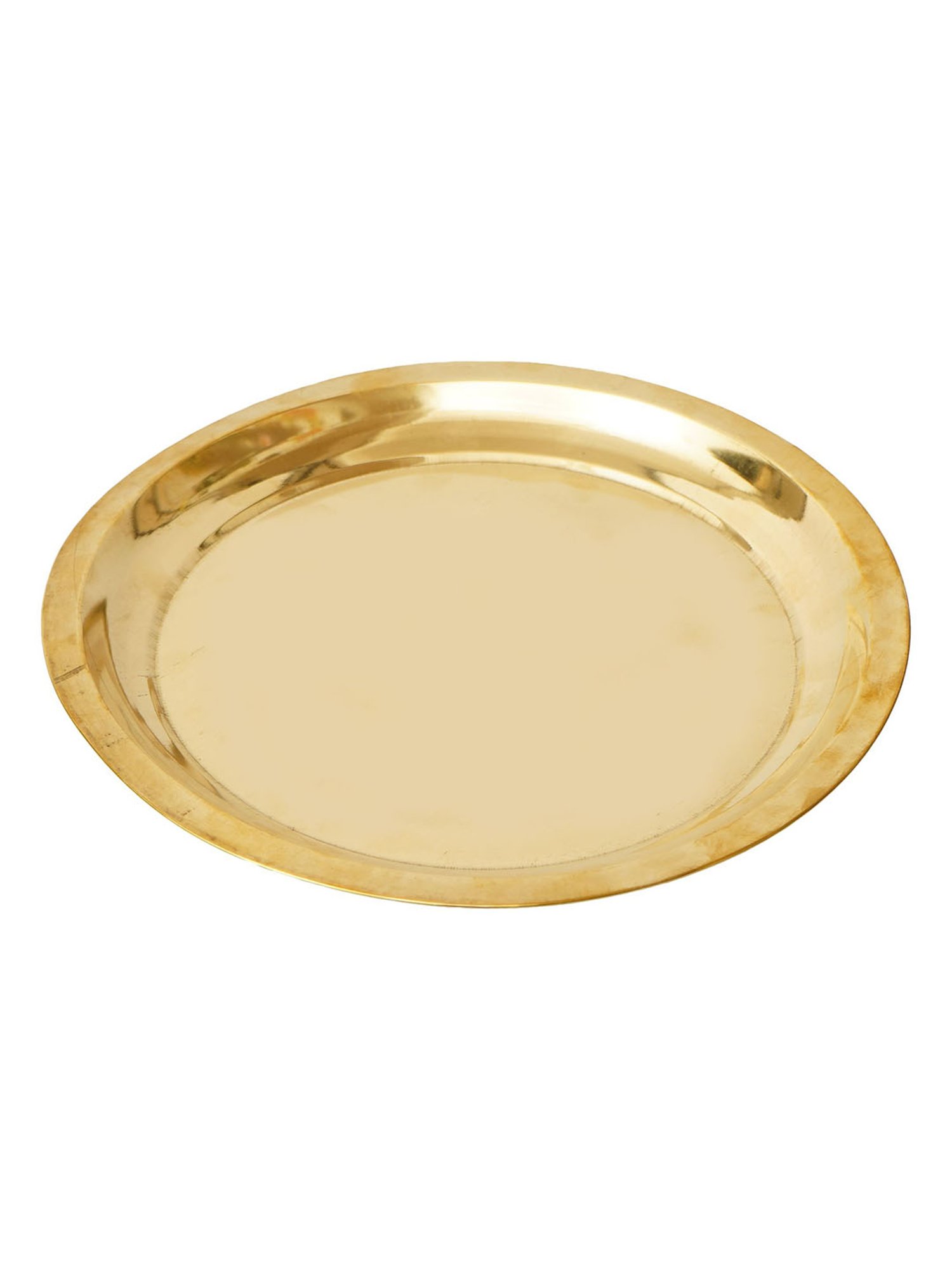 eCraftIndia 10.5 Inch Brass Pooja Thali with 2 Katori/Bowls, 1 Spoon and 1 Glass