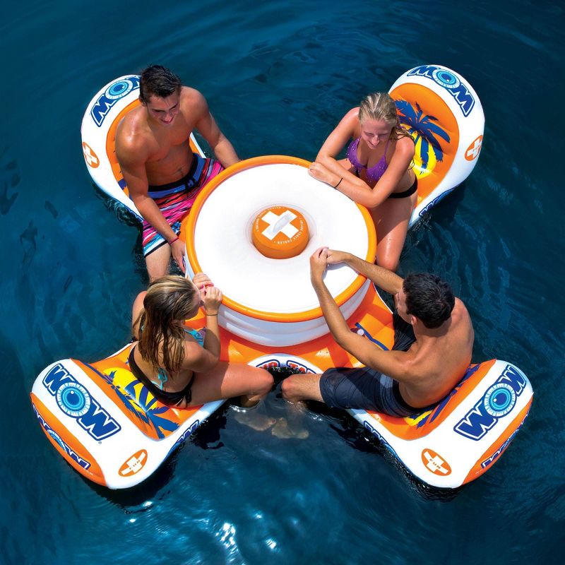 WOW Watersports 14-2010 Island Table 4 Person Pool Float Picnic Table, Orange