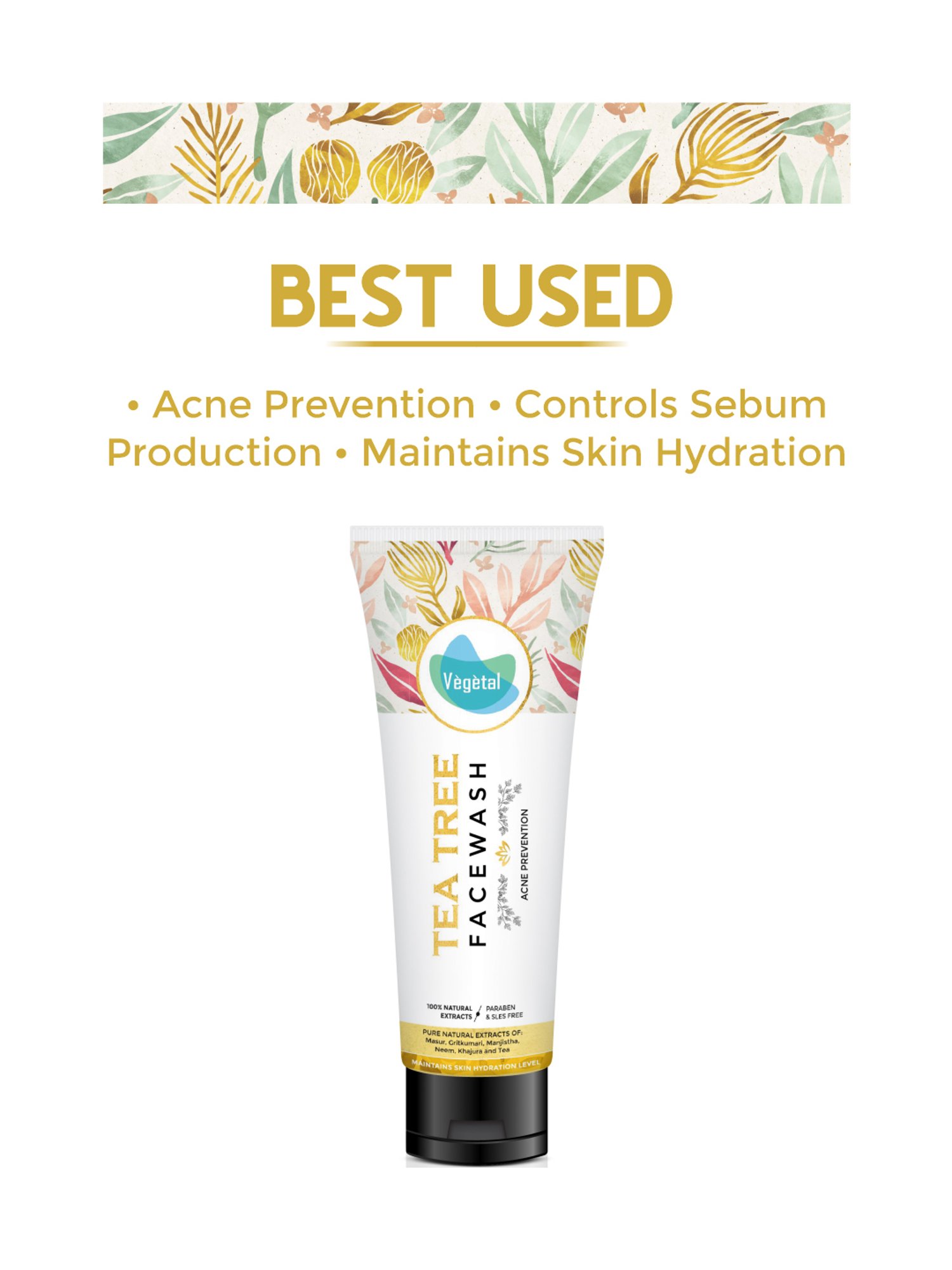 Vegetal Tea Tree Facewash - 100 ml