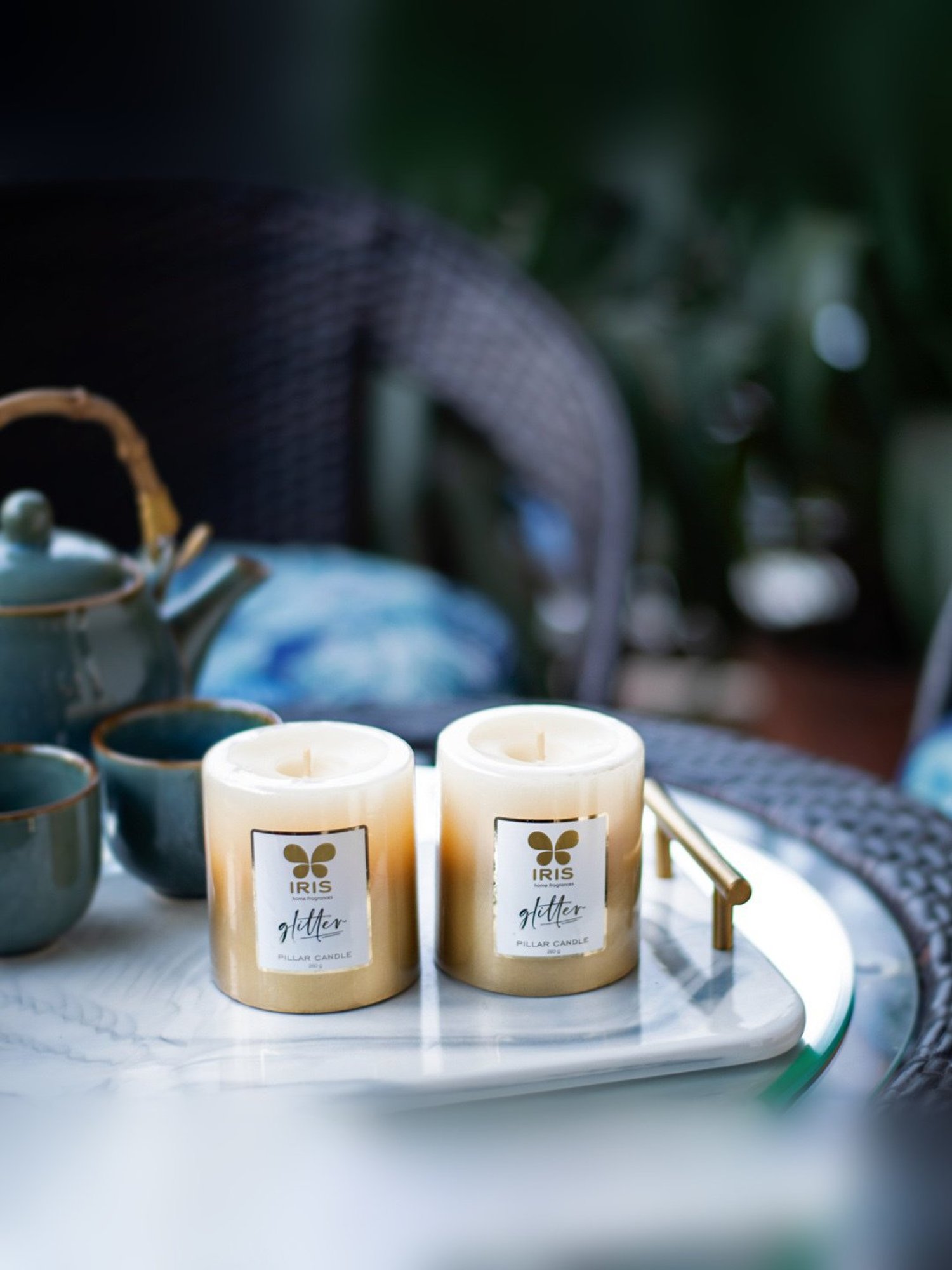 IRIS Lacquered Glitter Gold Wax Candle