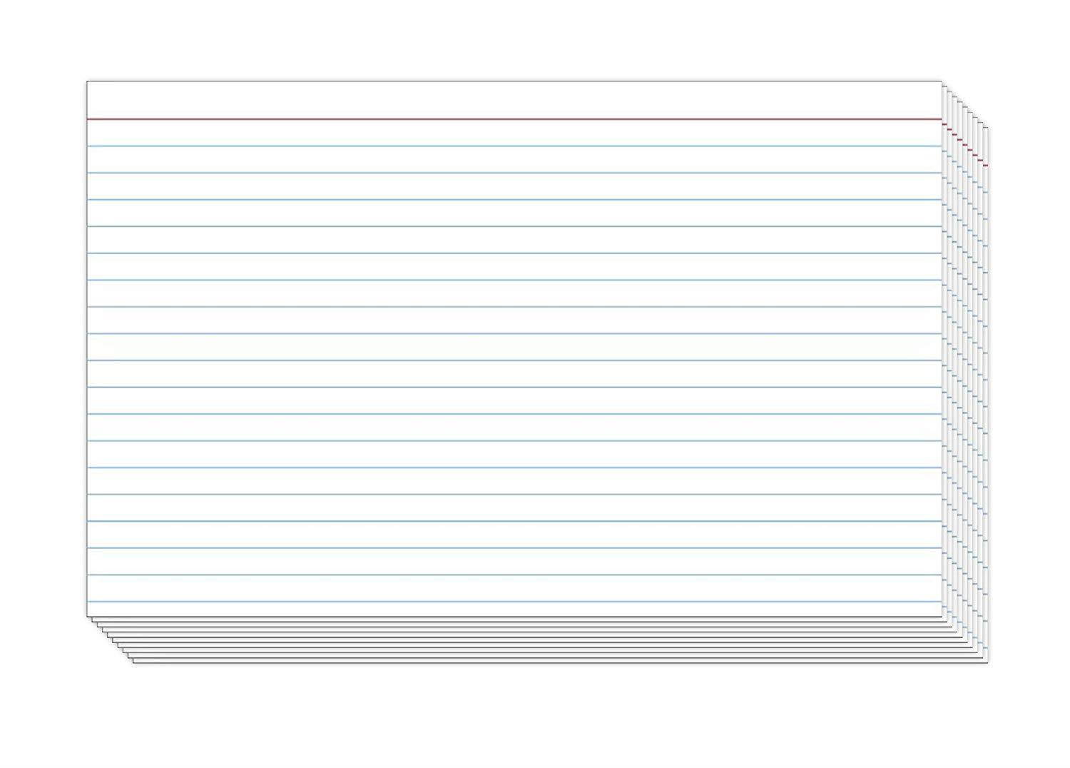 Ruled Index Cards, On 100lb. Heavyweight Thick White Cover Stock.100 per pack (4 x 6)