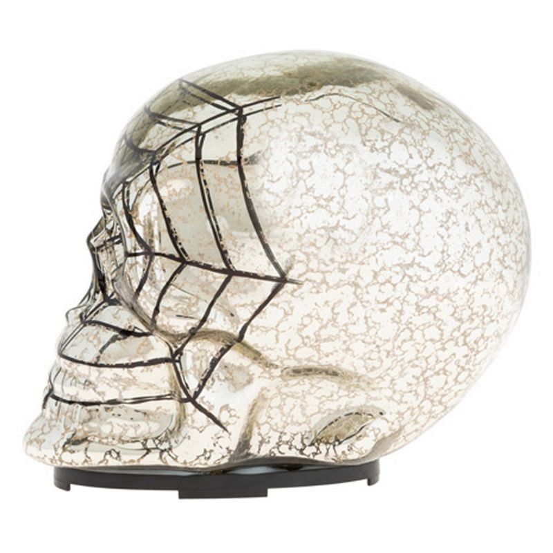 Shiny Brite 6.0" Halloween Spider Web Skull Light Up Spooky  -  Decorative Figurines