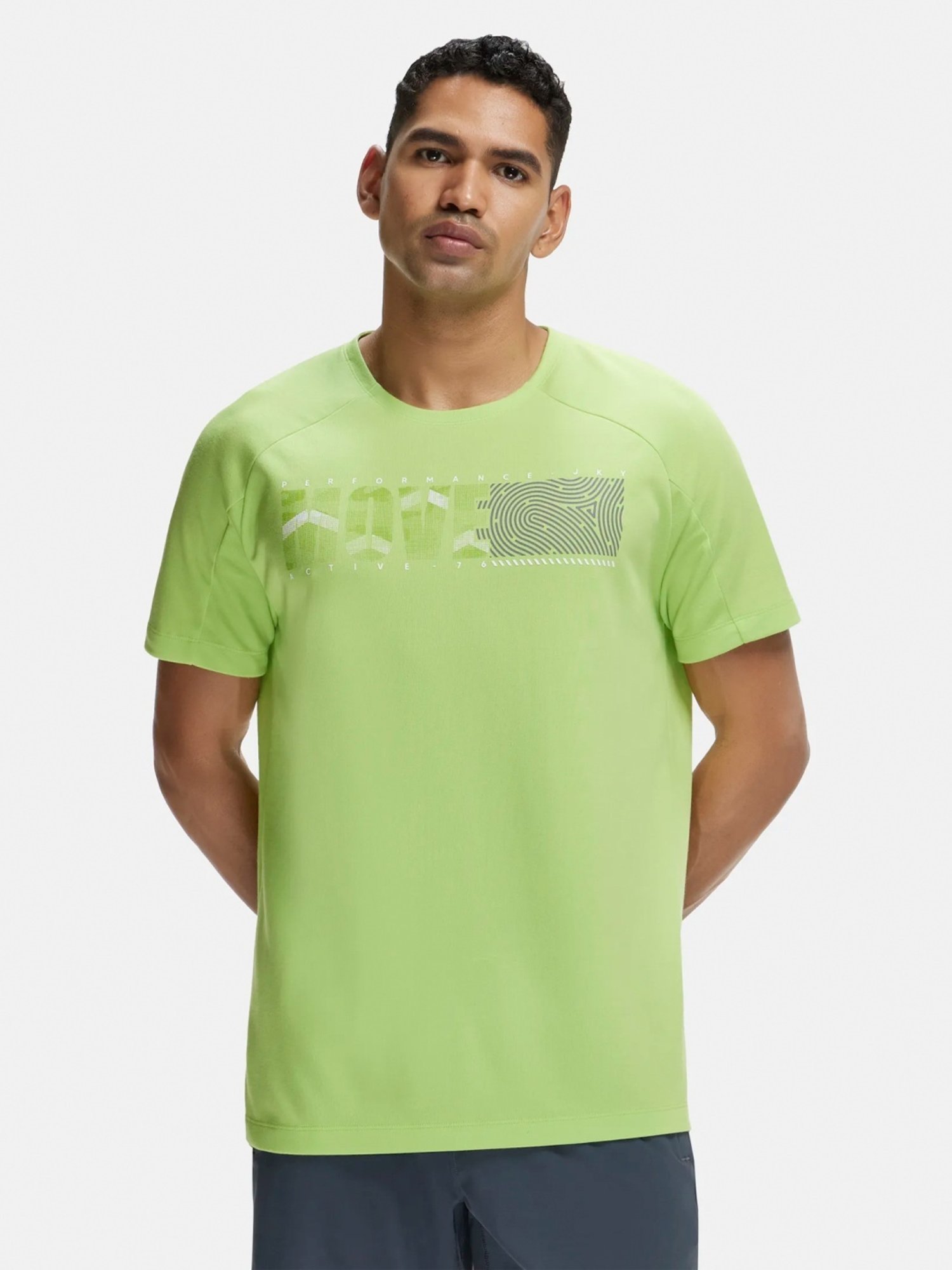 Jockey MV02 Green Combed Cotton Half Sleeves T-Shirt with Stay Fresh Treatment (Prints May Vary)