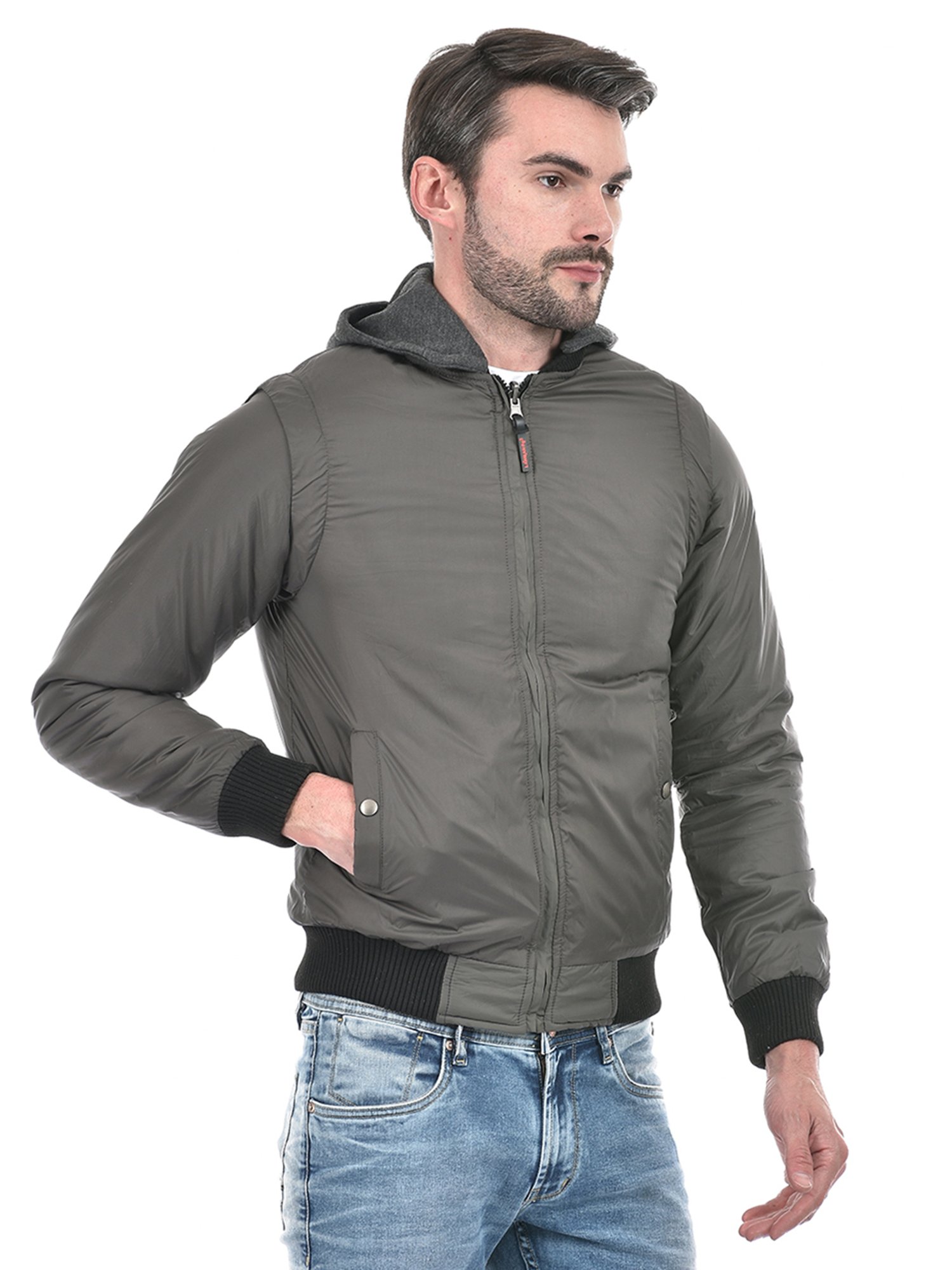 Lawman Pg3 Dark Grey & Black Regular Fit Reversible Jacket