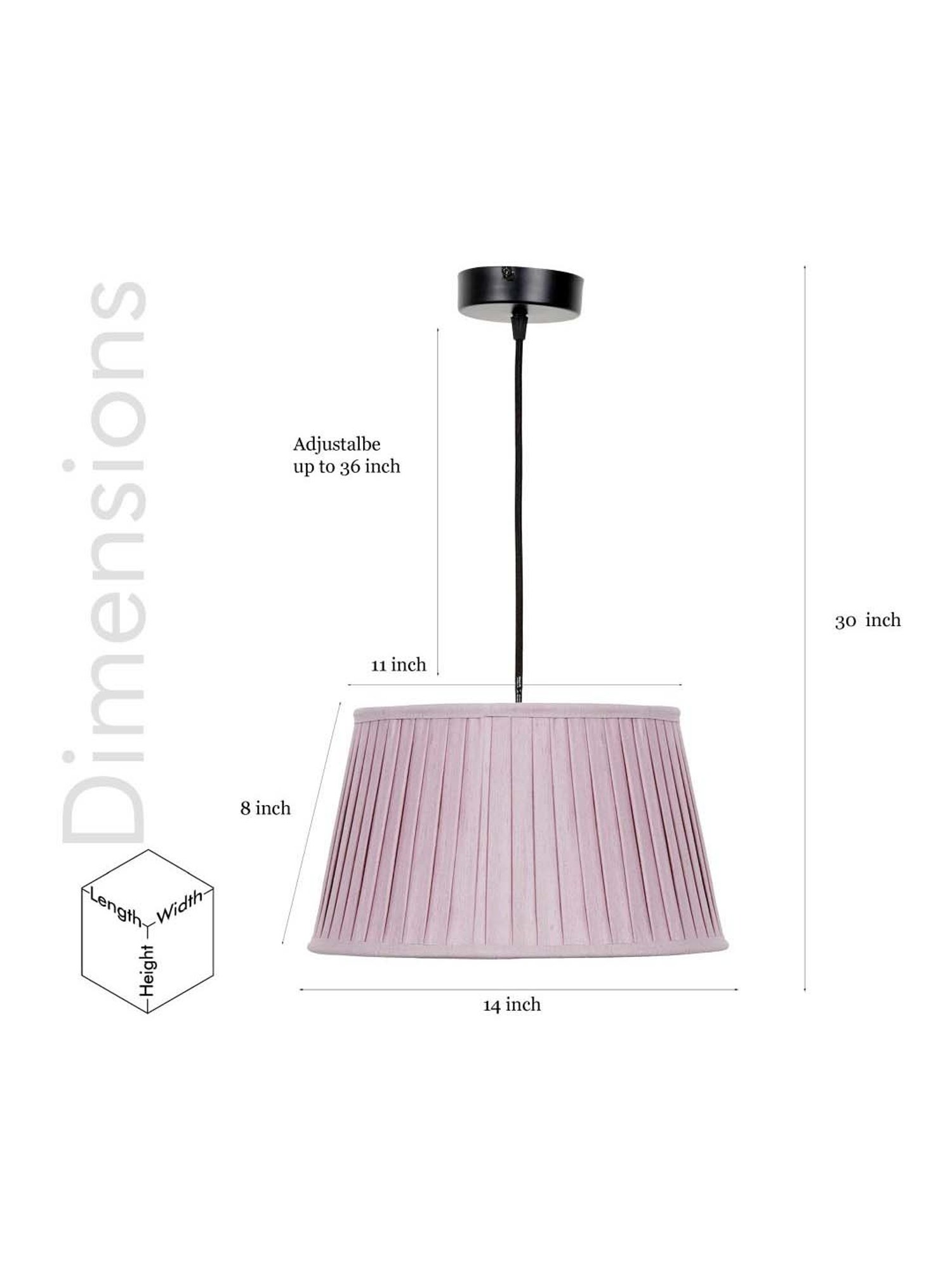 Kapoor E Illuminations Pink Linen Pleated Shade Pendant Light