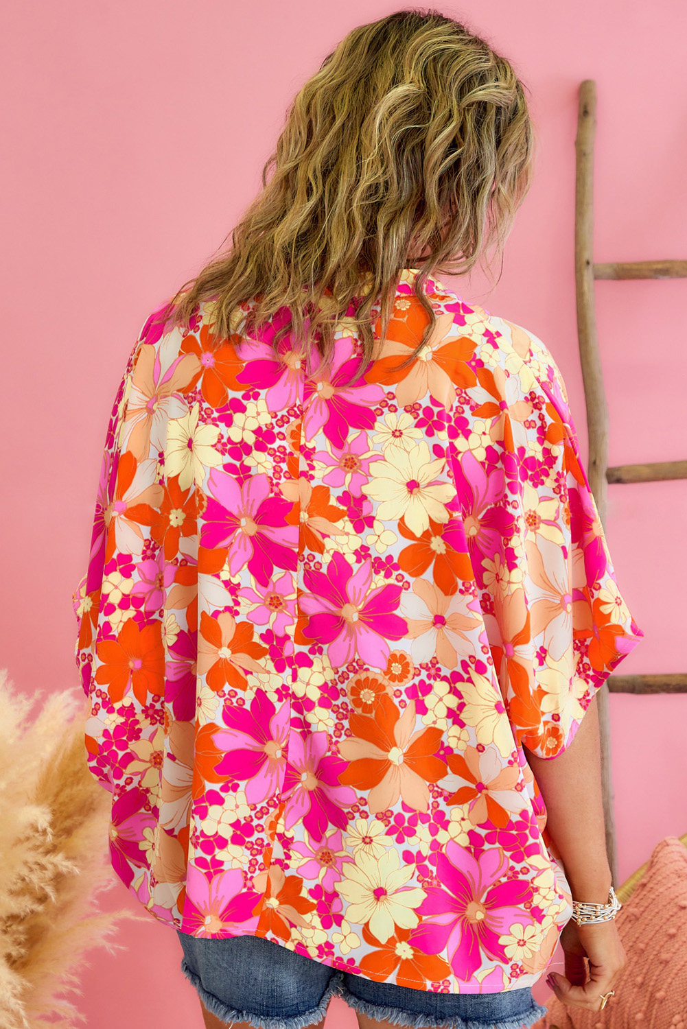 Rose Leopard Print V Neck Plus Size Tee