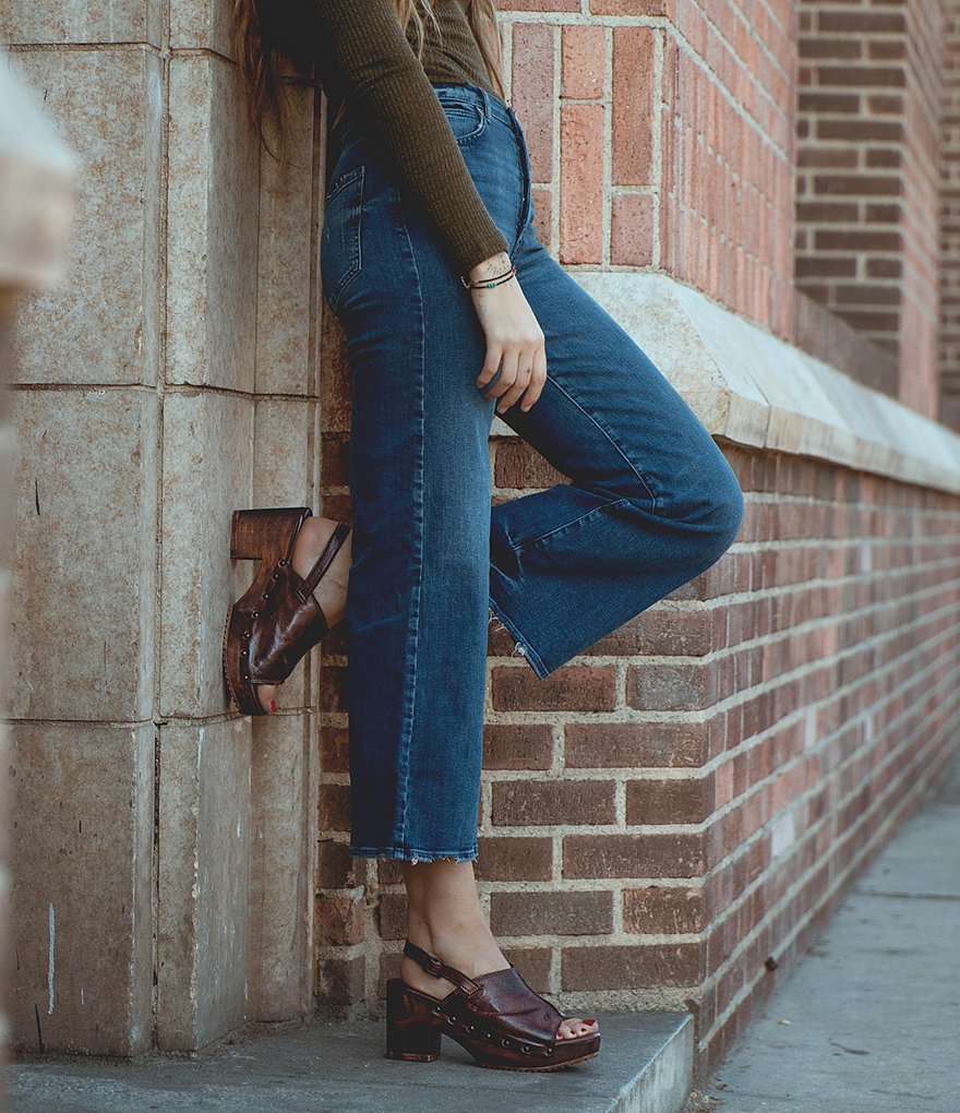 Bed Stu Marie Leather Block Heel Sling Back Platform Sandals