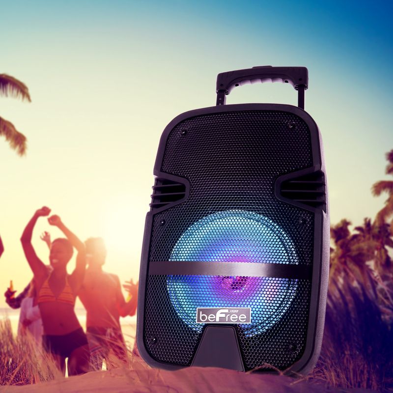 beFree Sound 8in 400 Watt Bluetooth Portable Party PA Speaker System with Illuminating Lights