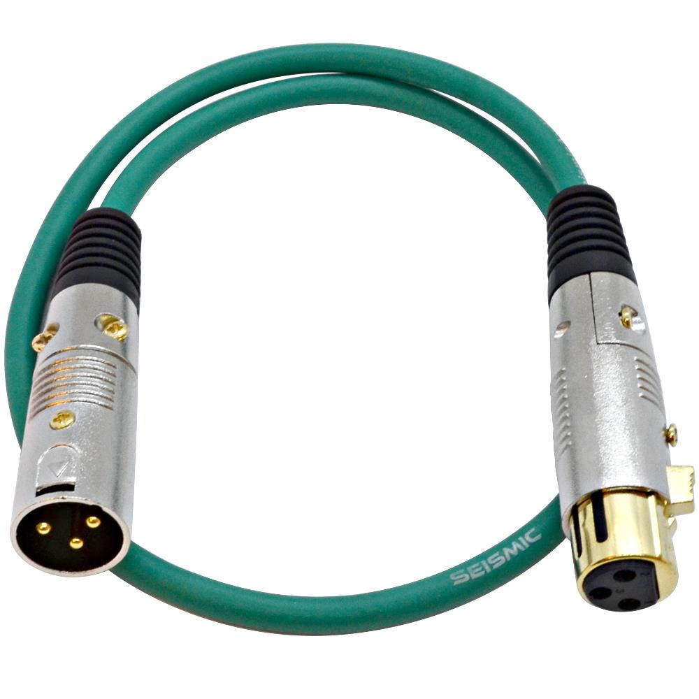 Seismic Audio - SAPGX-2Green-6Pack - 6 Pack of 2 Foot Gold Plated Green XLR Mic Microphone Patch Cable Cord Balanced