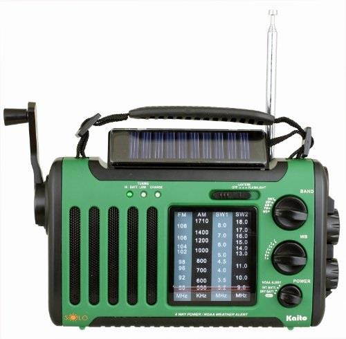 kaito voyager solo ka450 solar/dynamo am/fm//sw & noaa weather emergency radio with alert & cell phone charger, jeep style,color green