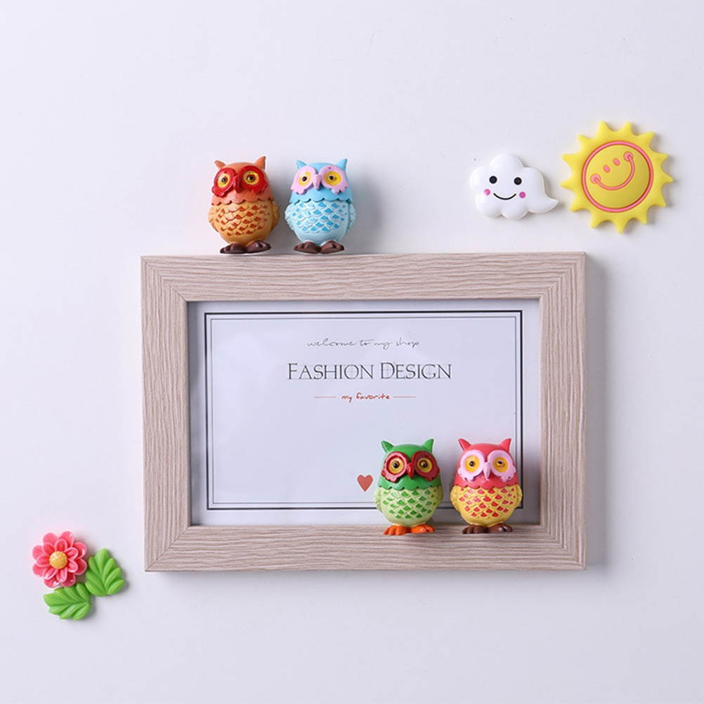4PCS Mini Owl Refrigerator Stickers 3D PVC Animal Fridge Magnets for Home Decoration (Random Color)