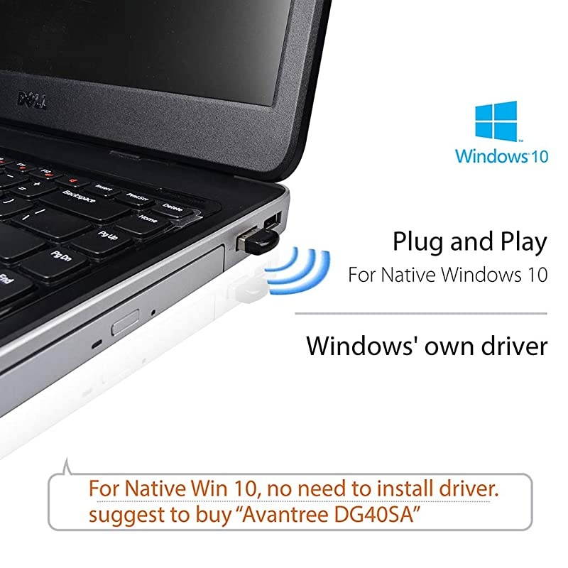 DG40S USB Bluetooth Adapter for PC, Bluetooth Dongle for Desktop Laptop Computer, Mouse, Keyboard, Headphones Stereo Music, Skype Calls, Support All Windows 10 8.1 8 7 XP Vista