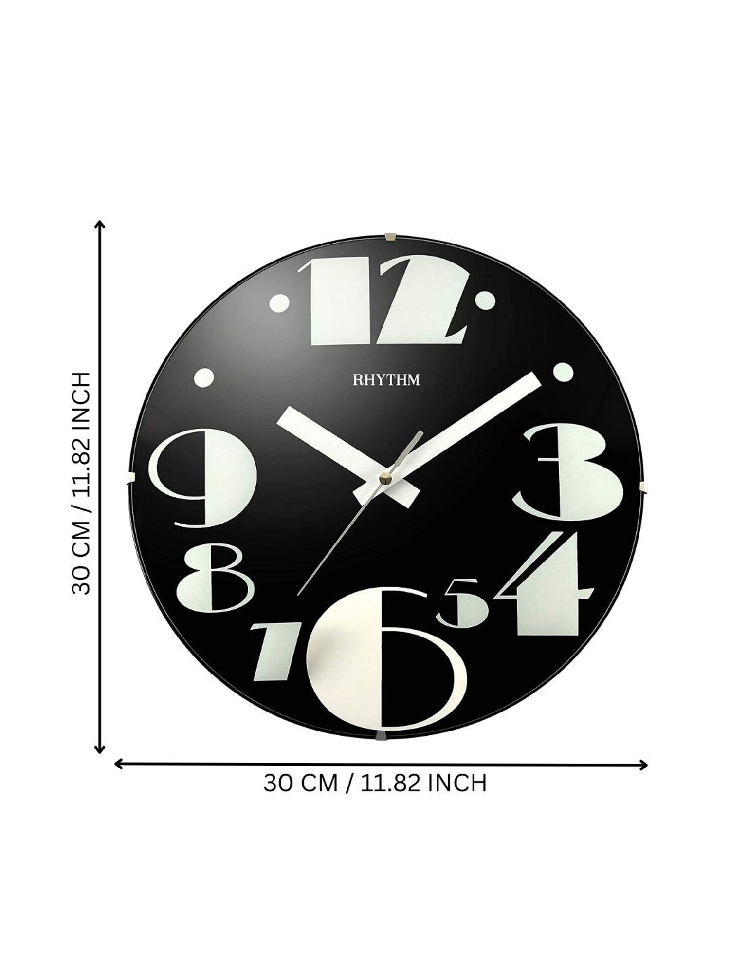 RHYTHM Round Black Plastic Wall Clock