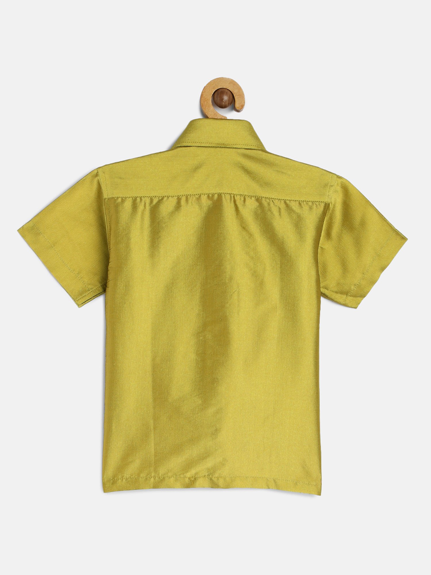 THANGAMAGAN Kids Lime Green Solid Lining Shirt