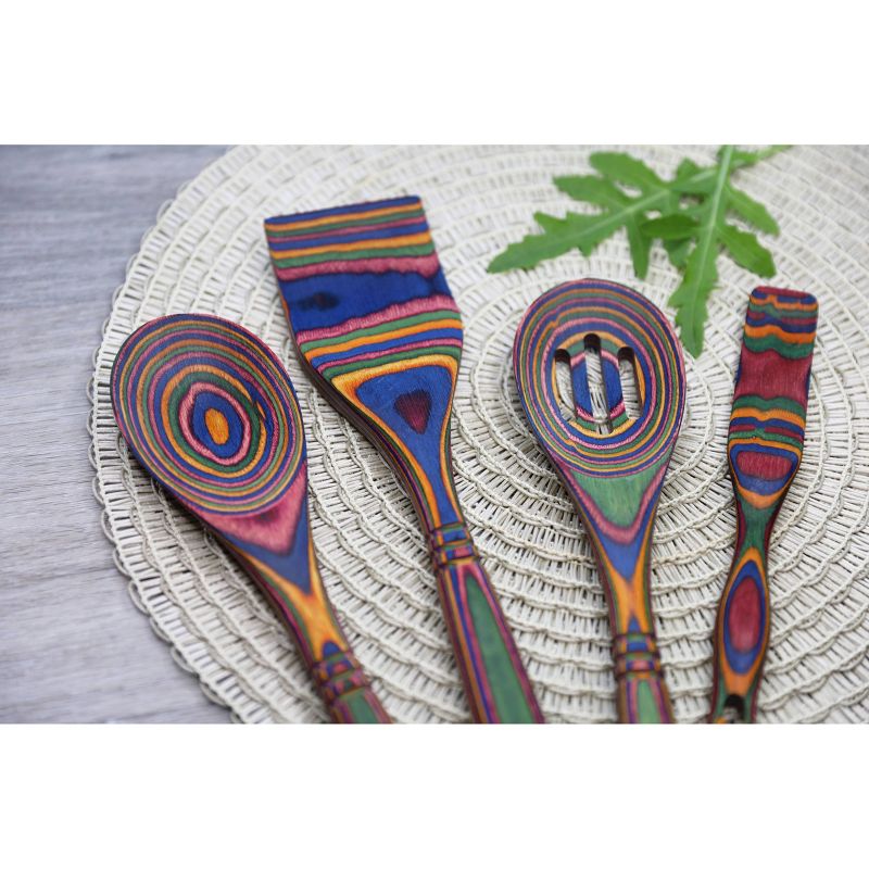 Island Bamboo 4pc Pakka Wood Kitchen Utensil Set Rainbow
