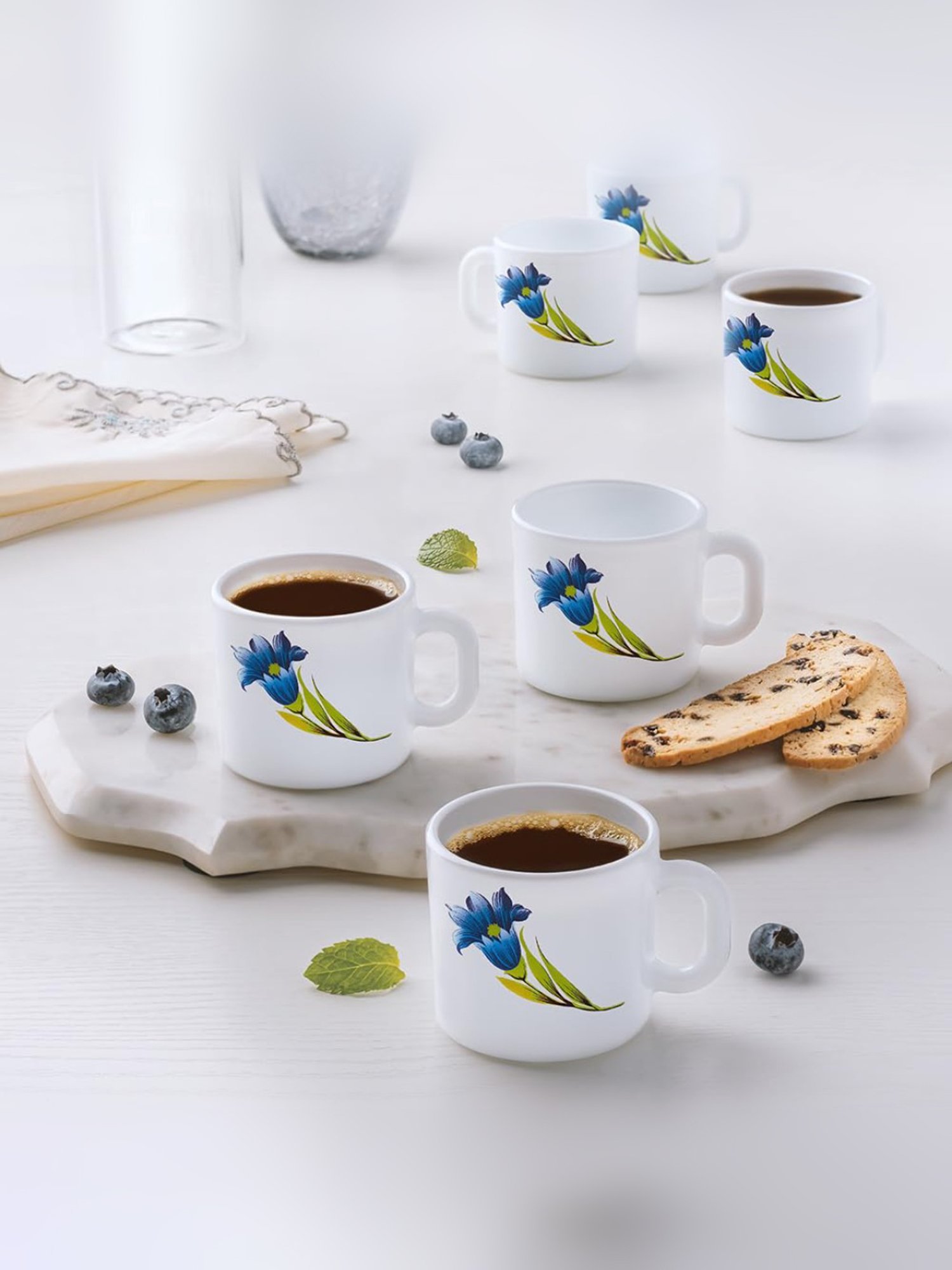 Larah by Borosil White Ceramic Opalware Mug - Set of 6 160ml