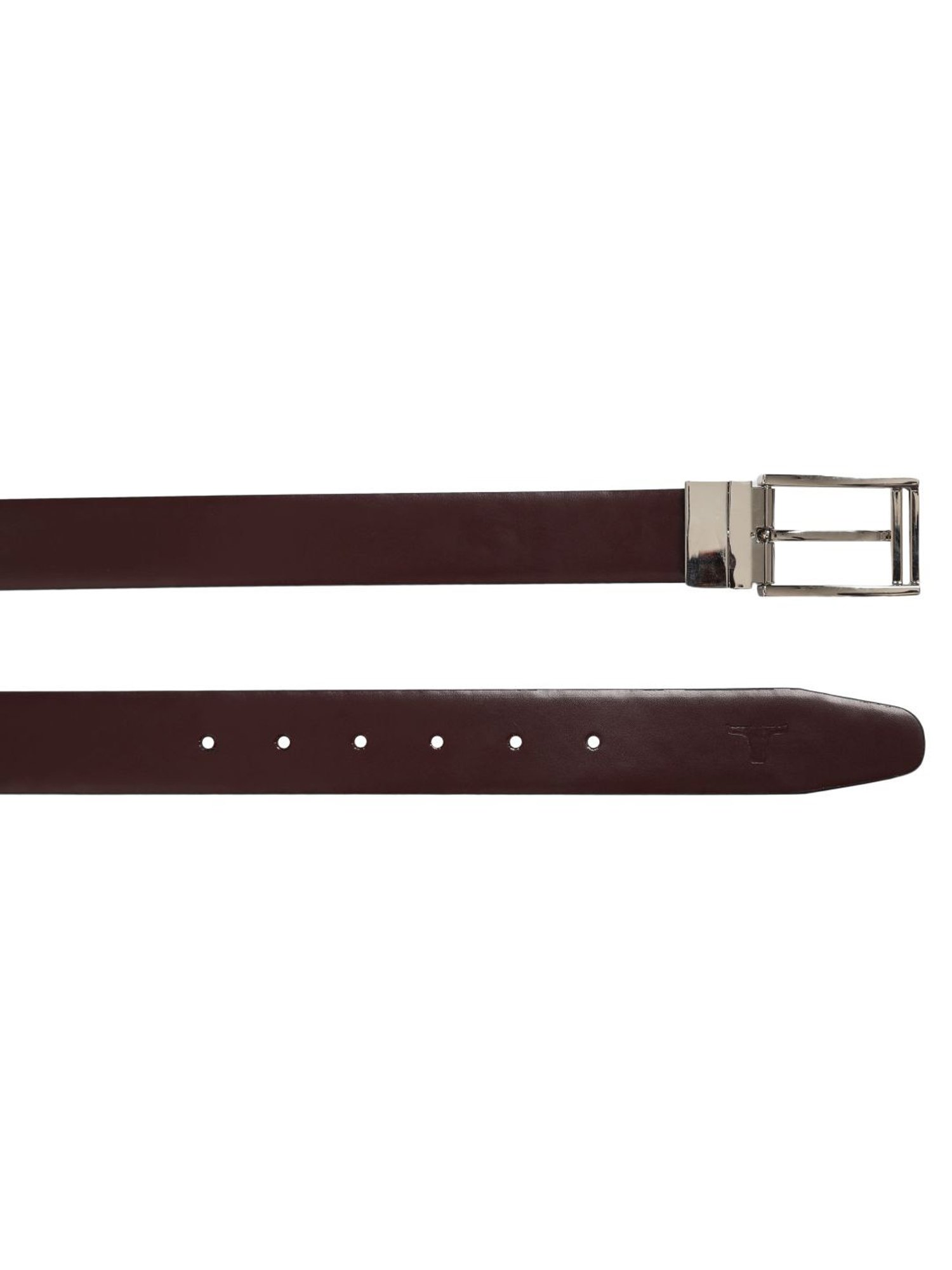 Bulchee Black & Maroon Leather Textured Reversible Belt