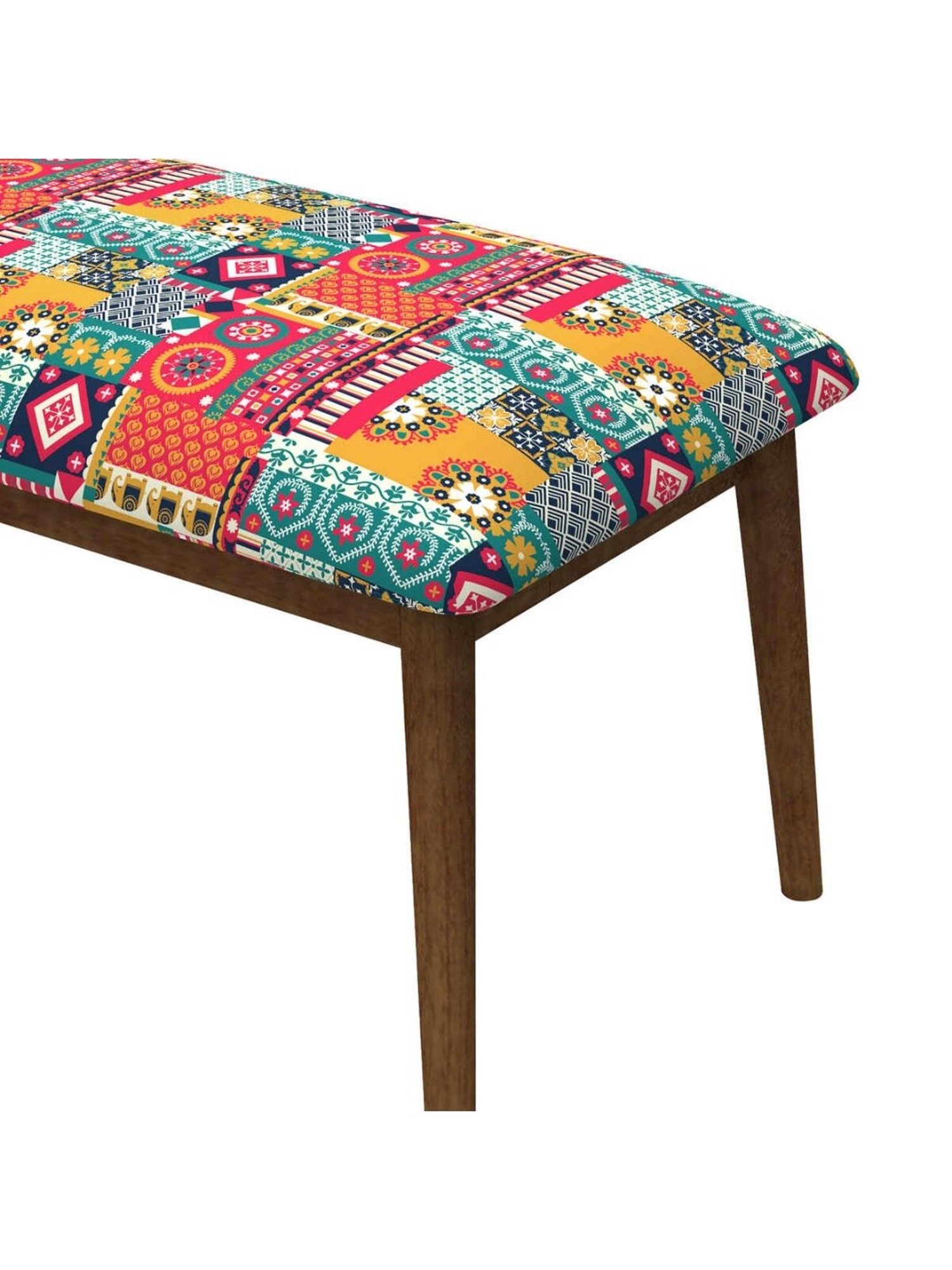 Chumbak Jodhpur Swirls Ikat Multicolor Sheesham Wood Bench