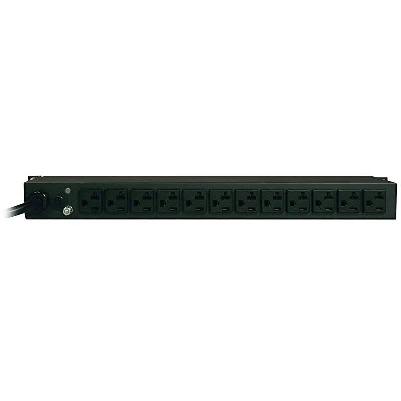 Metered PDU, 20A, 12 Outlets (5-15/20R), 120V, L5-20P / 5-20P, 110-127V Input, 15 ft. Cord, 1U Rack-Mount Power, 2 Year Warranty (PDUMH20) black