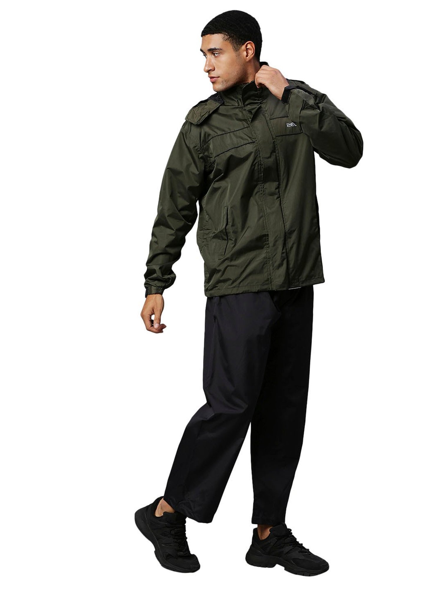 Zeel Olive Regular Fit Rainwear Jacket