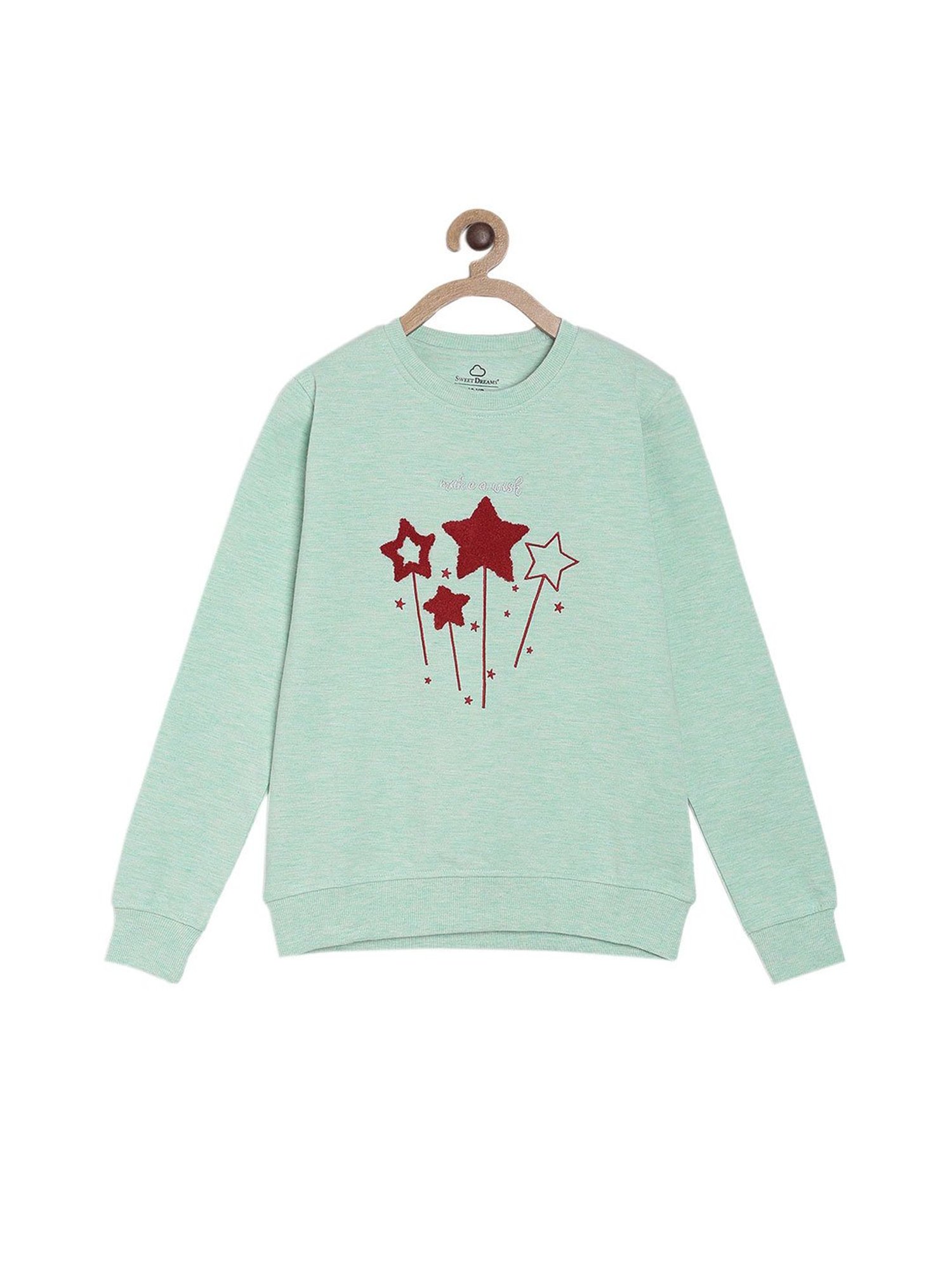 Sweet Dreams Girls Light Green Applique Sweatshirt