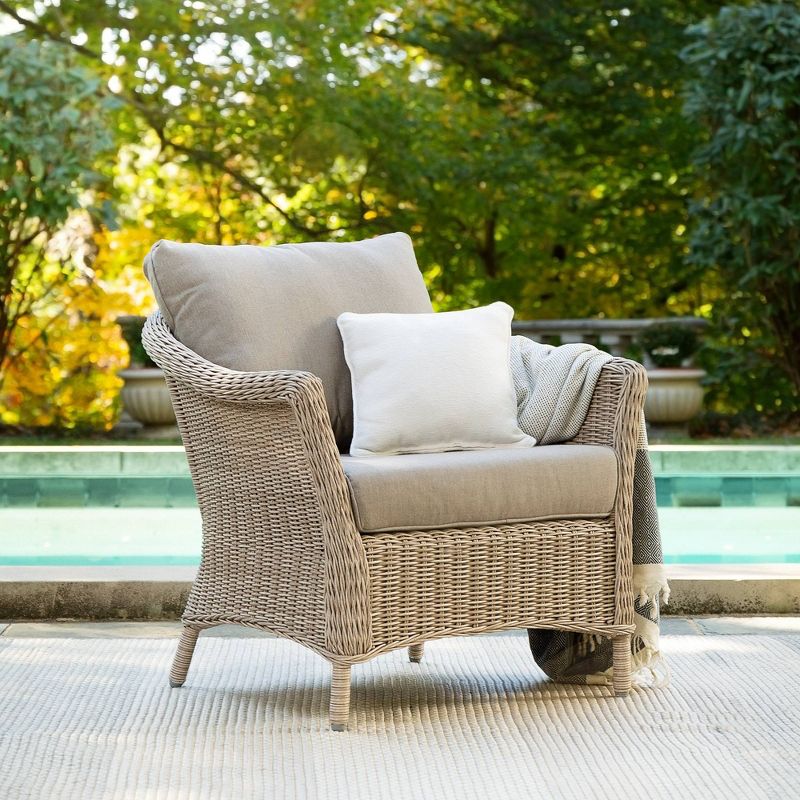 Laurel Lounge Chair Weathered Brown Frame Sunbrella Cast Shale Gray Fabric - La-Z-Boy