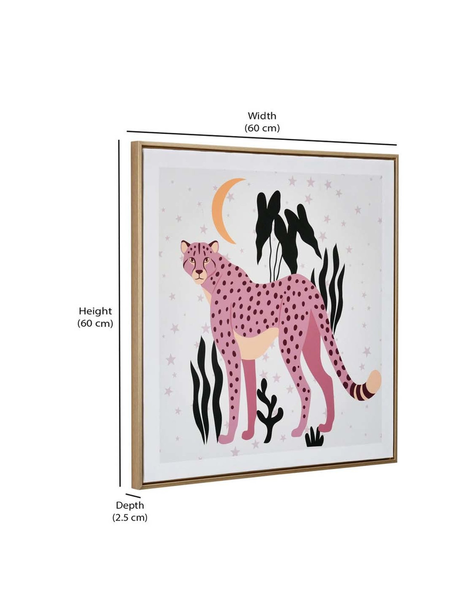 @home Pink Canvas Standing Cheetah Wall Painting