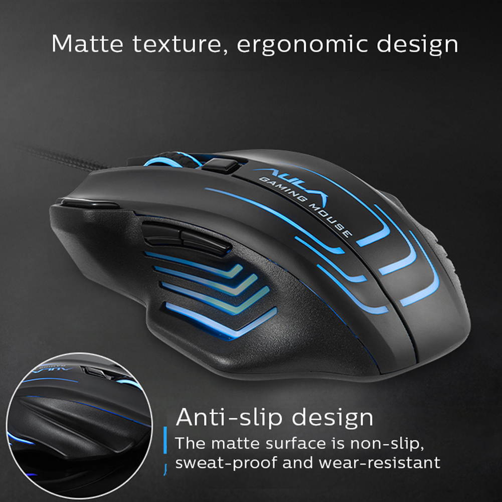 AULA F810 RGB Backlit Mouse 7 Buttons Macro Programmable 6400 DPI Hollow Ergonomic Optical Wired Gaming Mouse for PC Computer Desktop Laptop
