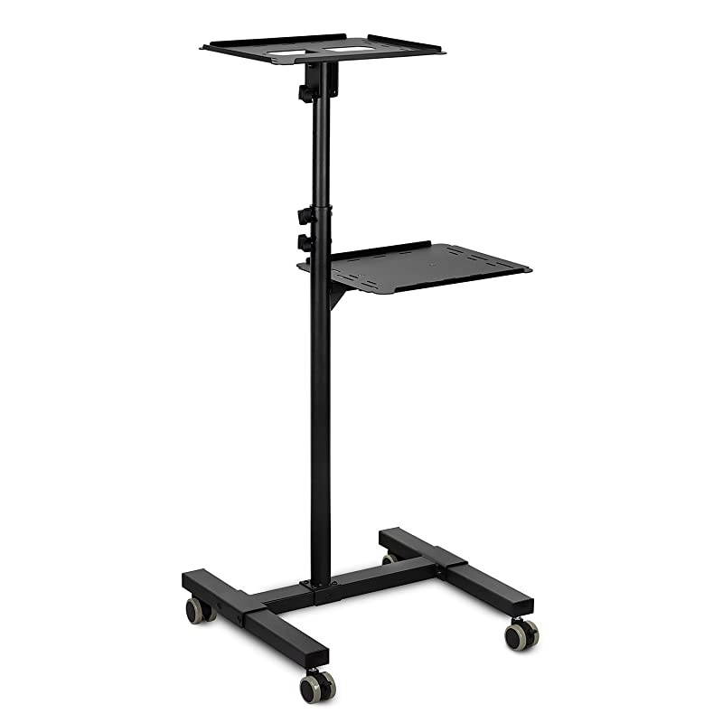 Mobile Projector Stand Rolling Height Adjustable Laptop and Projector Presentation Cart and Trolley Black