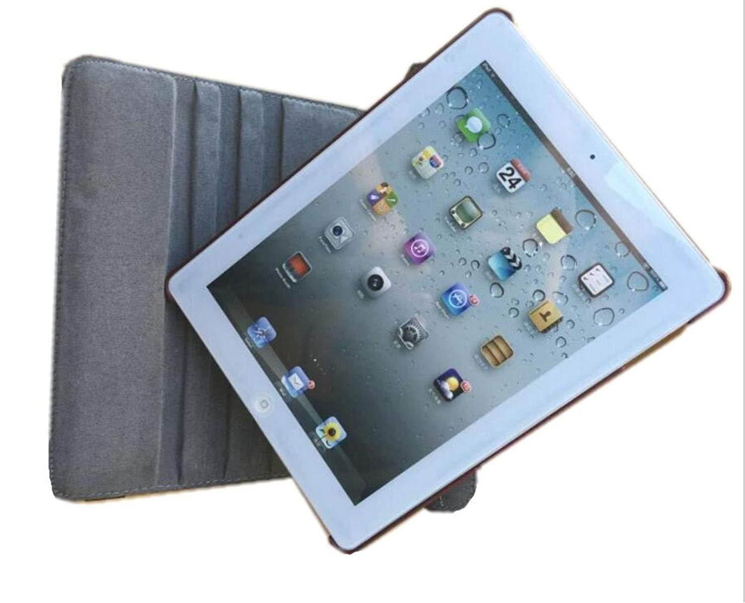 Ipad Case 360 Degrees Rotating Stand Leather Magnetic Smart Cover Case for Ipad 2/ 3/4 Generation Case with Bonus Screen Protector, Stylus and Cleaning Cloth ( Heart shap Design)