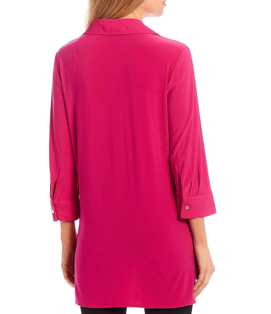 Slim Factor by Investments Bridget 3/4 Sleeve Button Front Hi-Low Top