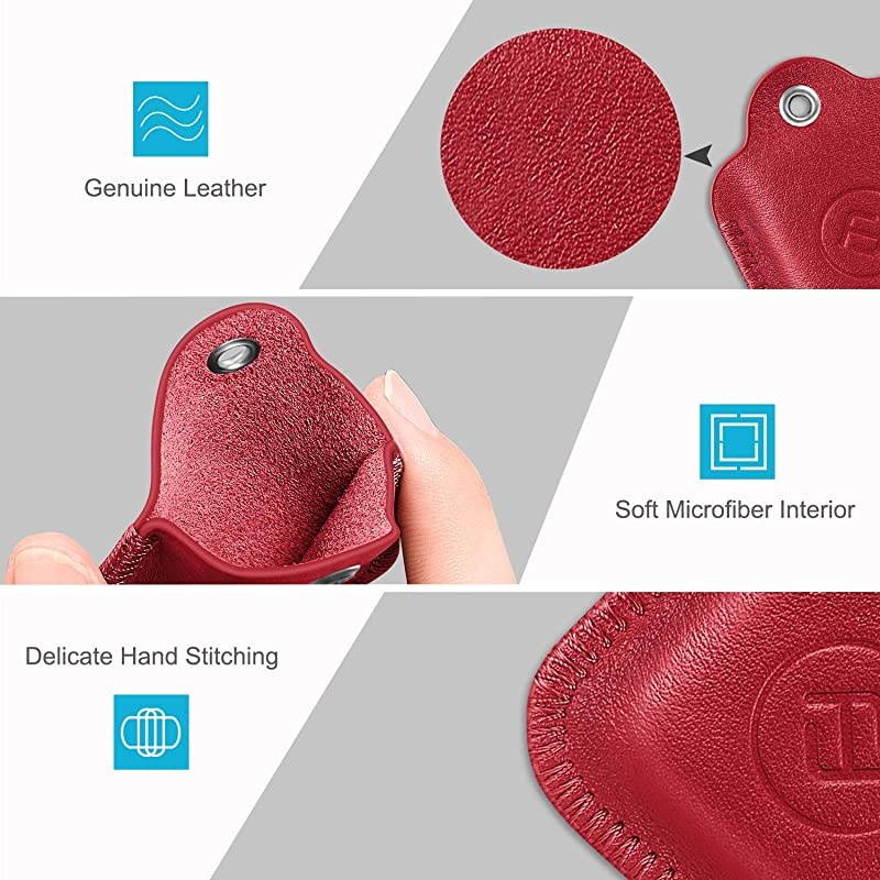 2 Pack  Genuine Leather Case for Tile MateTile ProTile SportTile StyleCube Pro Key Finder Phone Finder AntiScratch Protective Skin Cover with Keychain