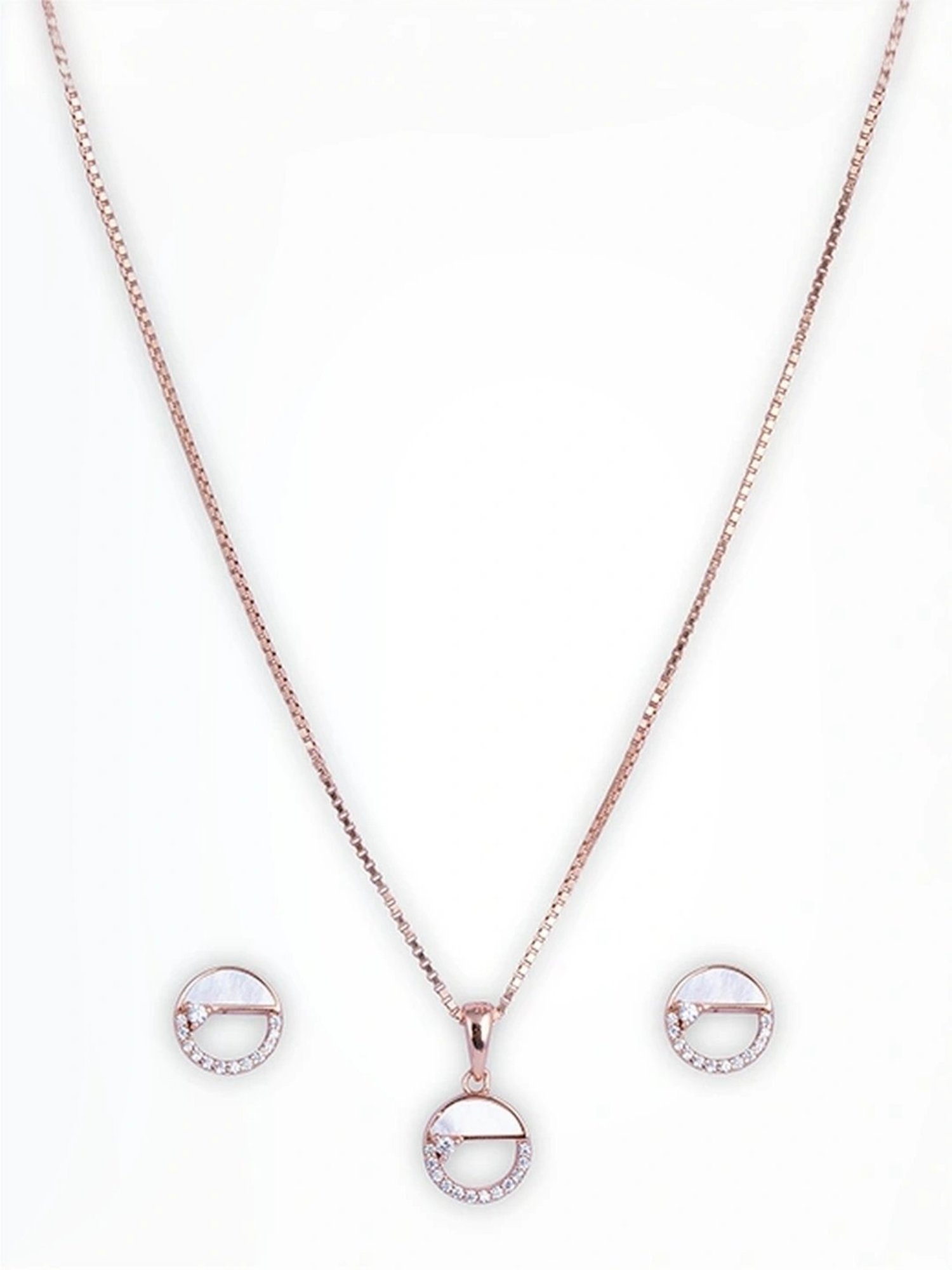 Touch925 Sterling Silver Radiant Circle Pendant Set for women