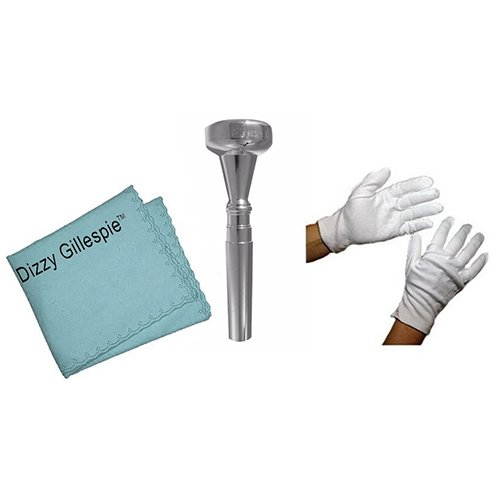 Dizzy Gillespie Elite Series Trumpet Mouthpiece Pack w/Dizzy Gillespie Trumpet Cleaning Cloth + Bonus Marching Gloves