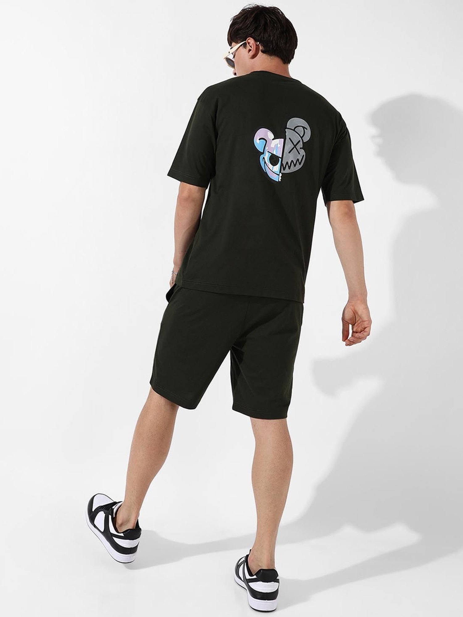 Campus Sutra Black Regular Fit Two-Faced Printed Co-Ord Set