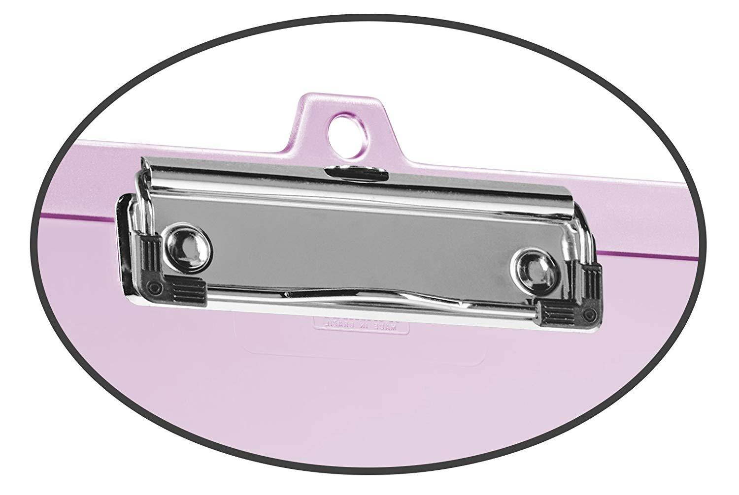 Acrimet Clipboard Letter Size Low Profile Clip (Clear Pink Color) (3 Pack)