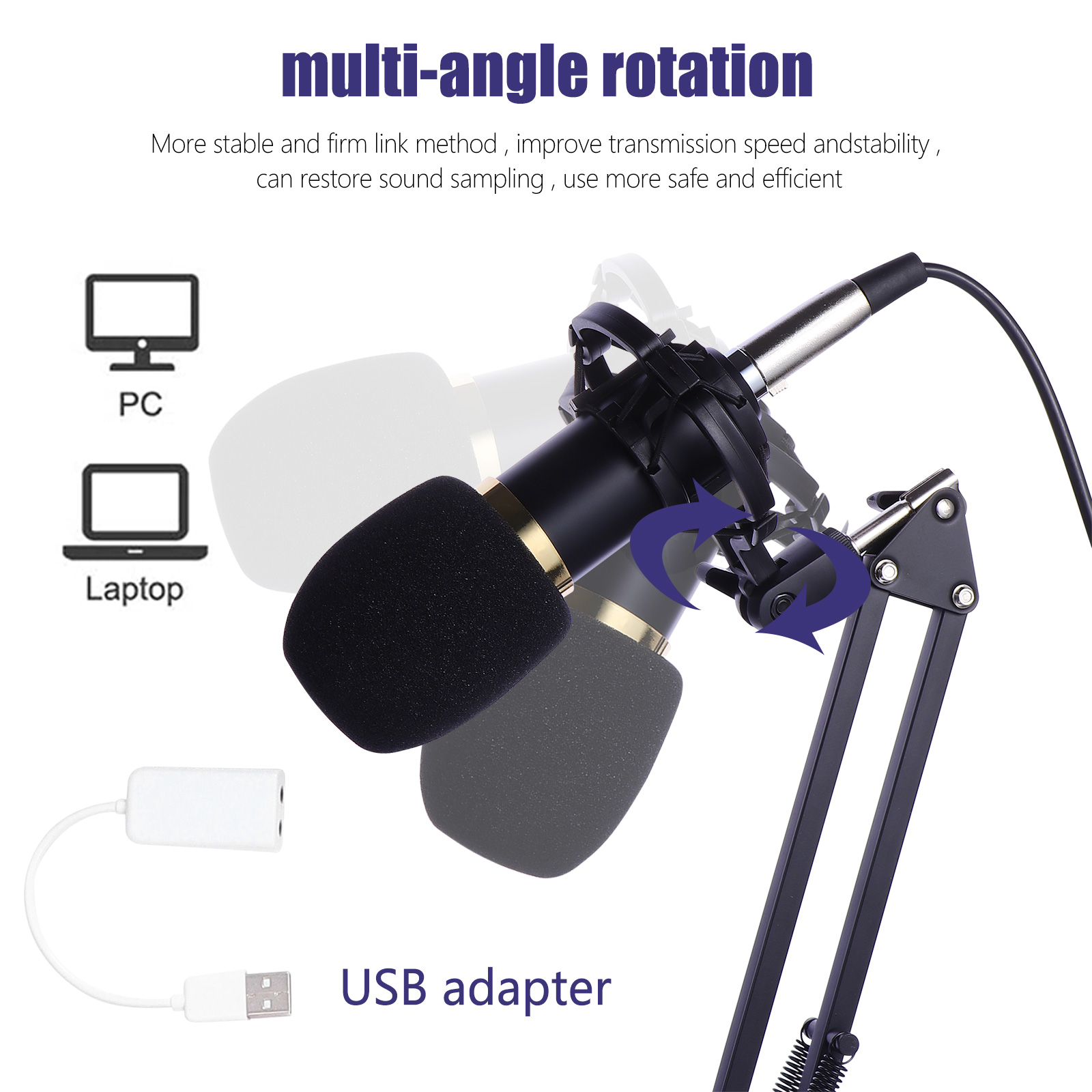 gold--BM800 Professional Suspension Microphone Kit Studio Live Stream Broadcasting Recording Condenser Microphone Set