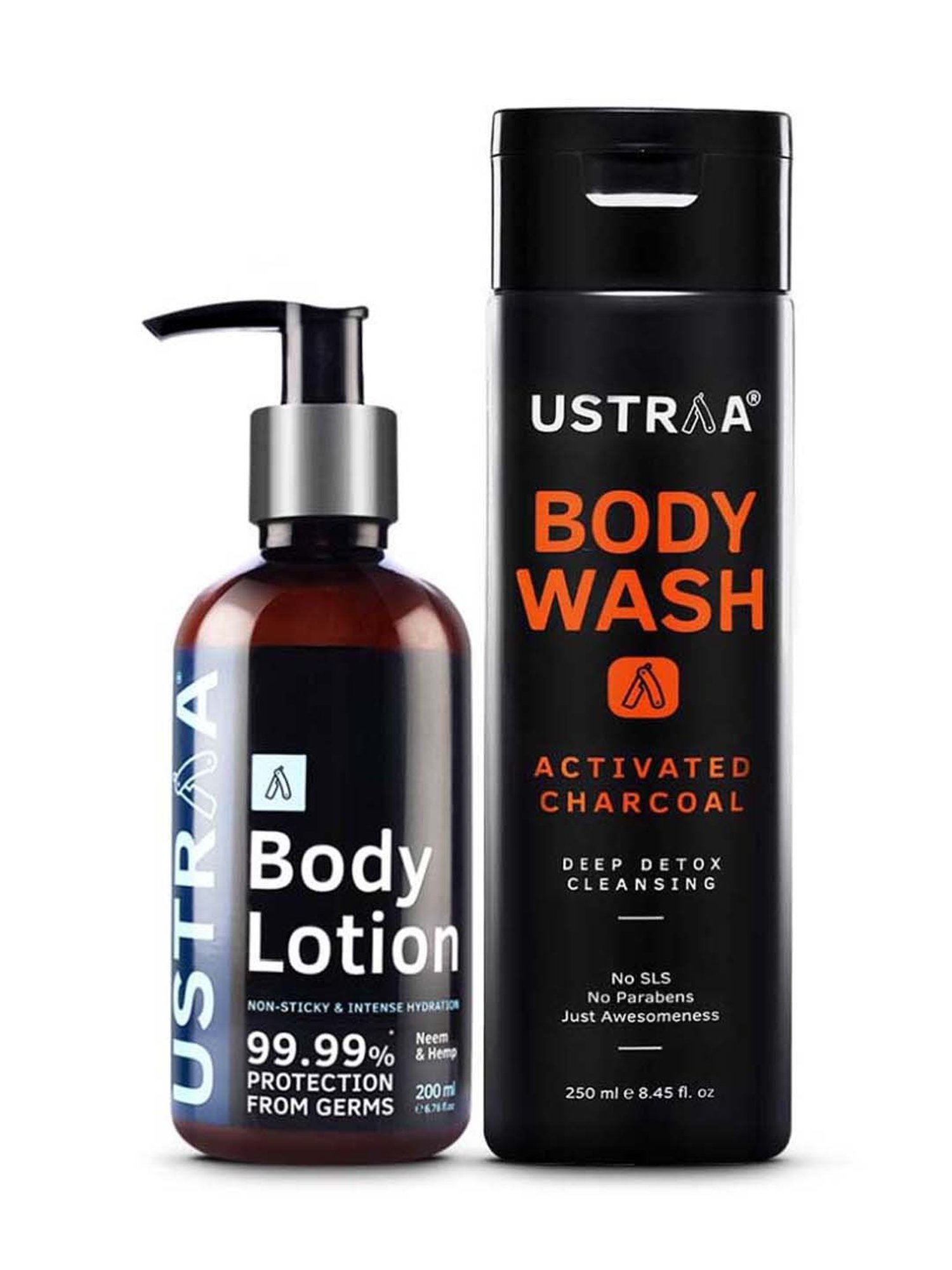 Ustraa Germ Free Body Lotion & Activated Charcoal Body Wash Combo