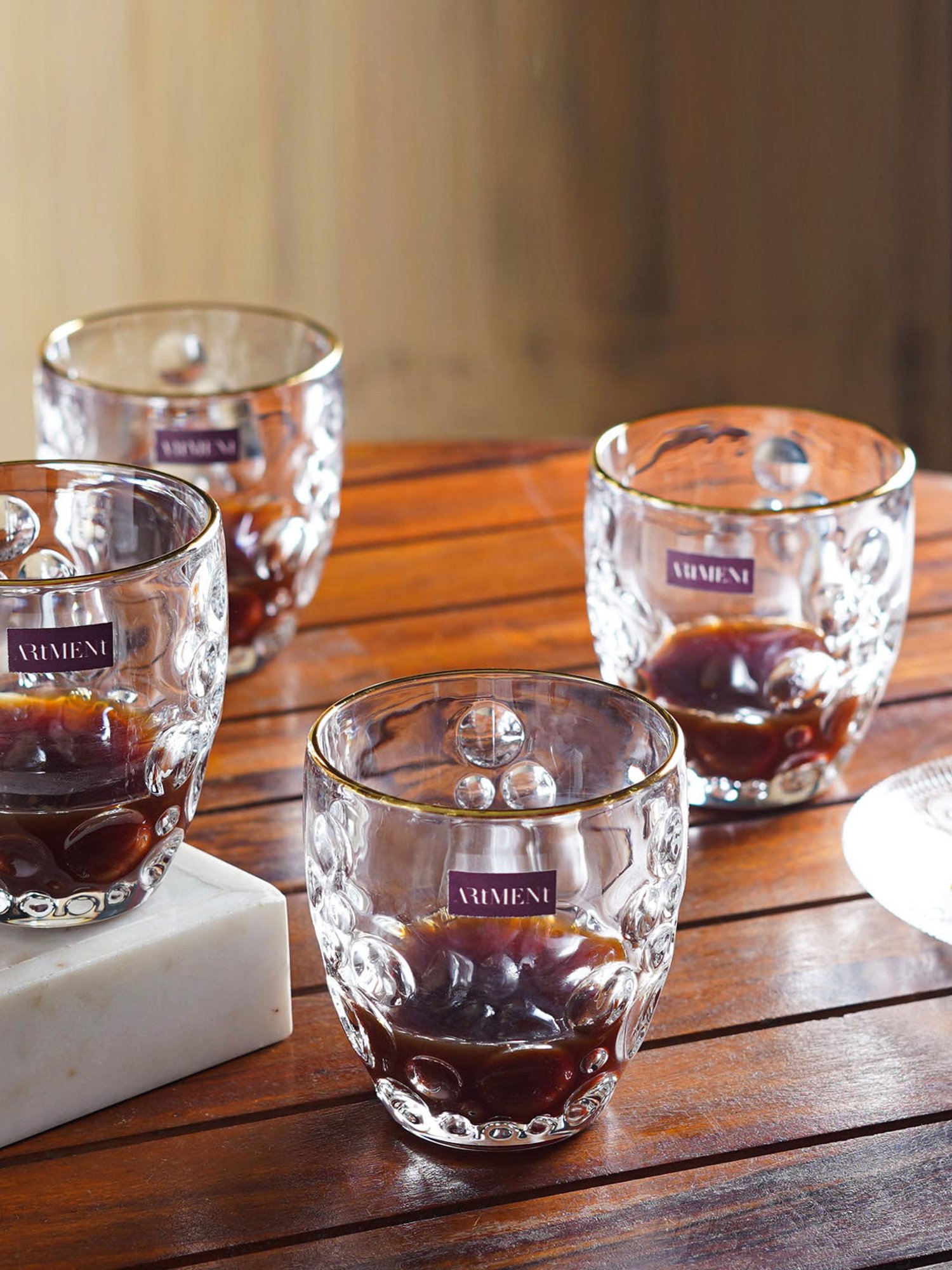 The Artment Transparent Glass Solid Whiskey Glasses - Pack of 4