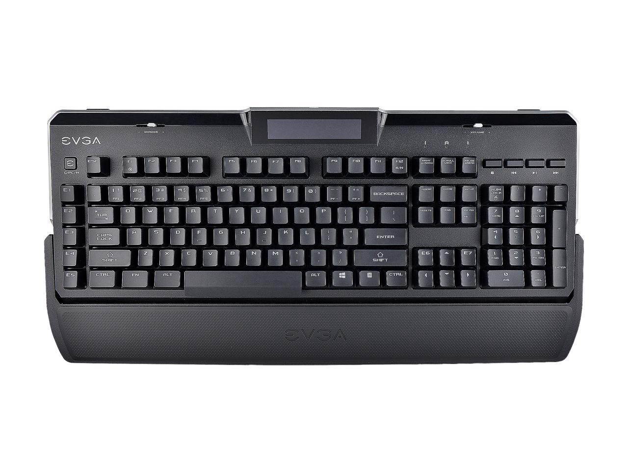 EVGA Z10 Gaming Keyboard, Red Backlit LED, Mechanical Blue Switches, Onboard LCD Display, Macro Gaming Keys