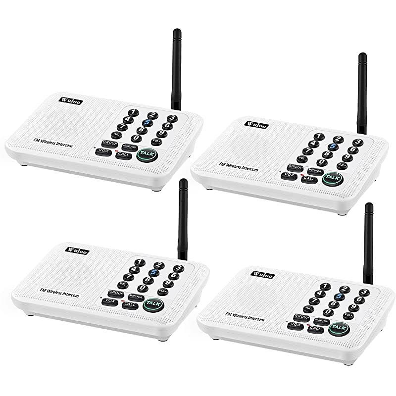Intercoms Wireless for Home 5280 Feet Range 10 Channel 3 Code Wireless Intercom System for Home House Business Office Room to Room Intercom Home Communication System 4 Packs White