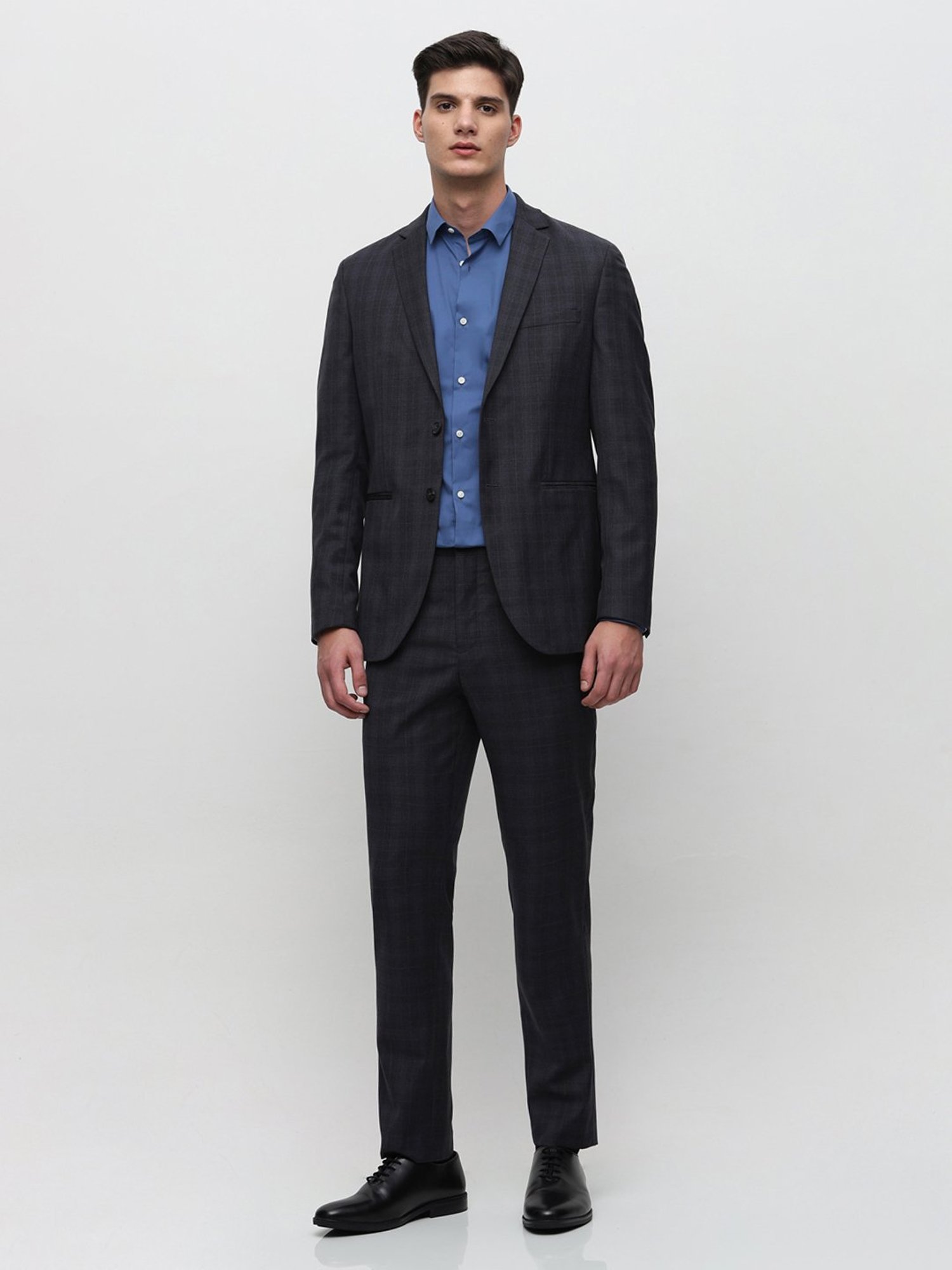 SELECTED HOMME Grey Slim Fit Check Blazer