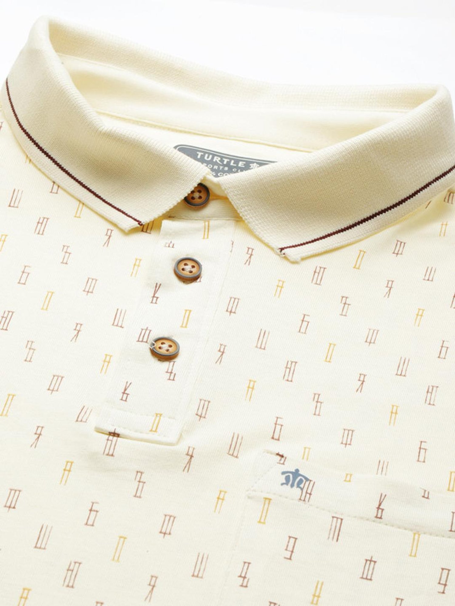 Turtle Yellow Slim Fit Printed Polo T-Shirts