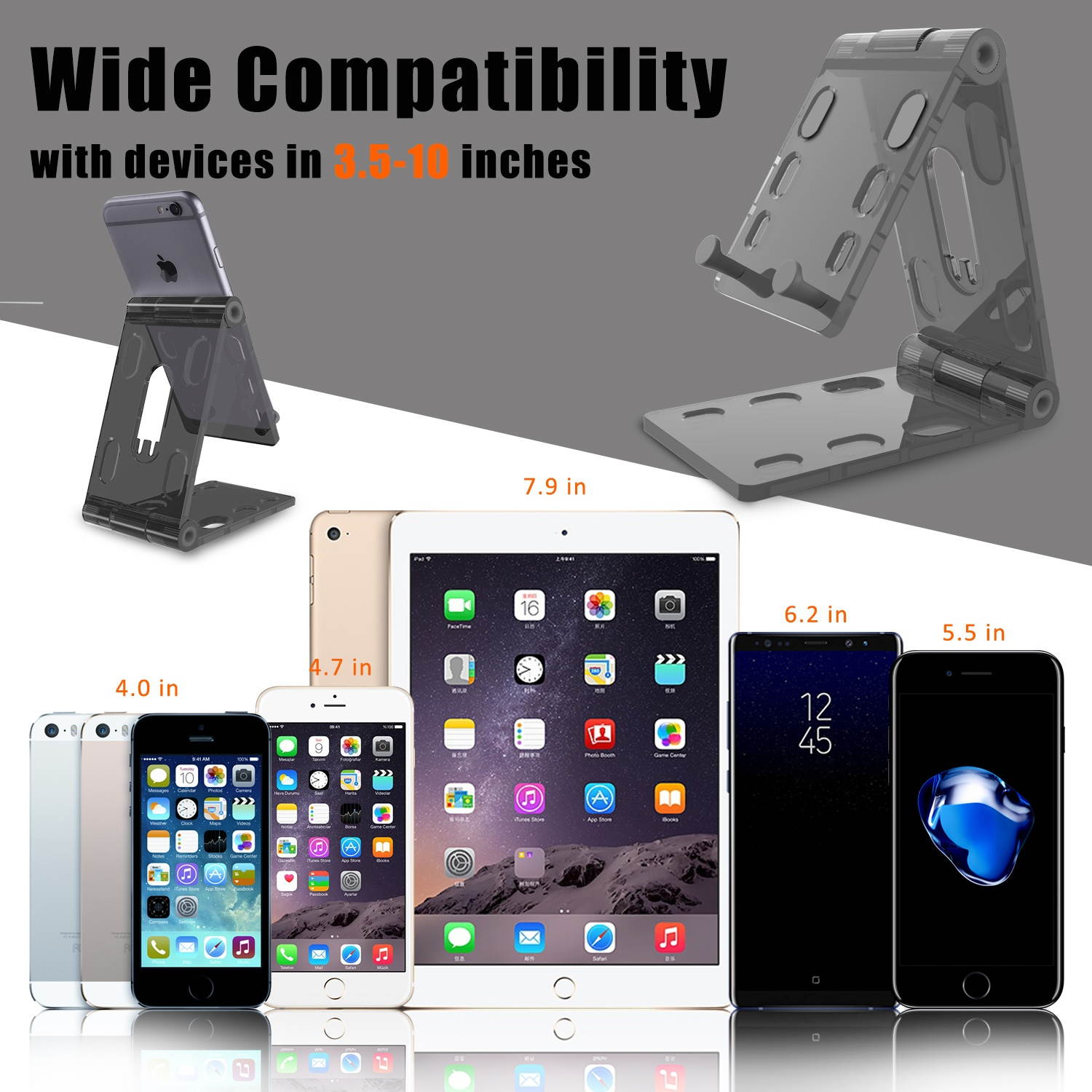 Adjustable Multi-Angle Desk Desktop Holder Stand Adjustable Pad Phone Holder Stand For Cell Phone(Black)