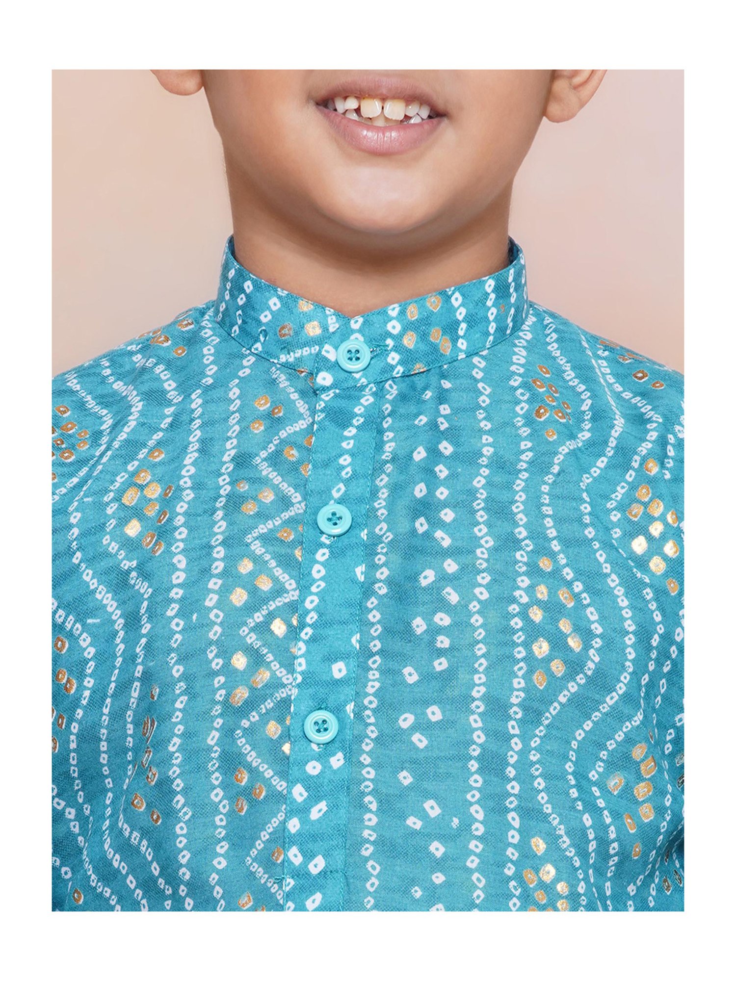 AJ Dezines Kids Blue & White Printed Full Sleeves Kurta with Pyjamas