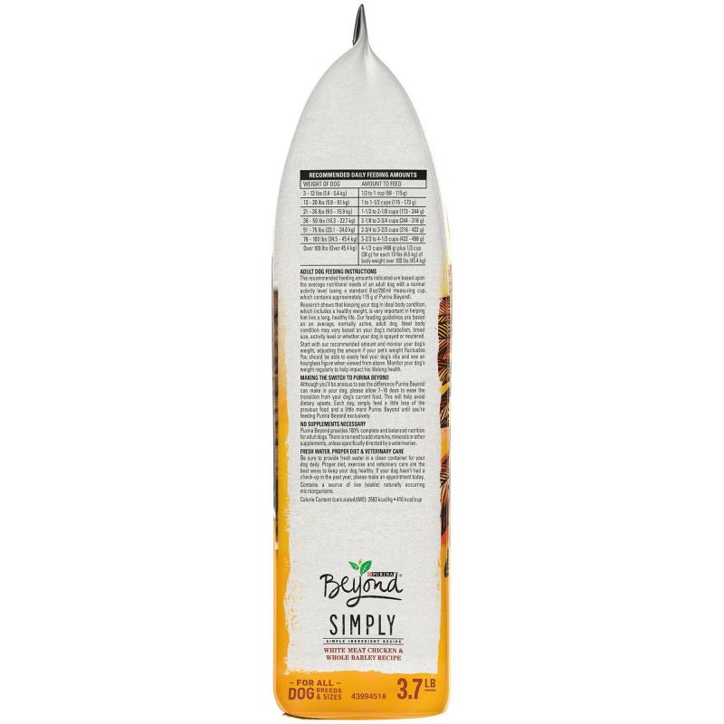 Purina Beyond Simply Probiotics White Meat Chicken & Whole Barley Recipe Dry Dog Food - 3.7lbs