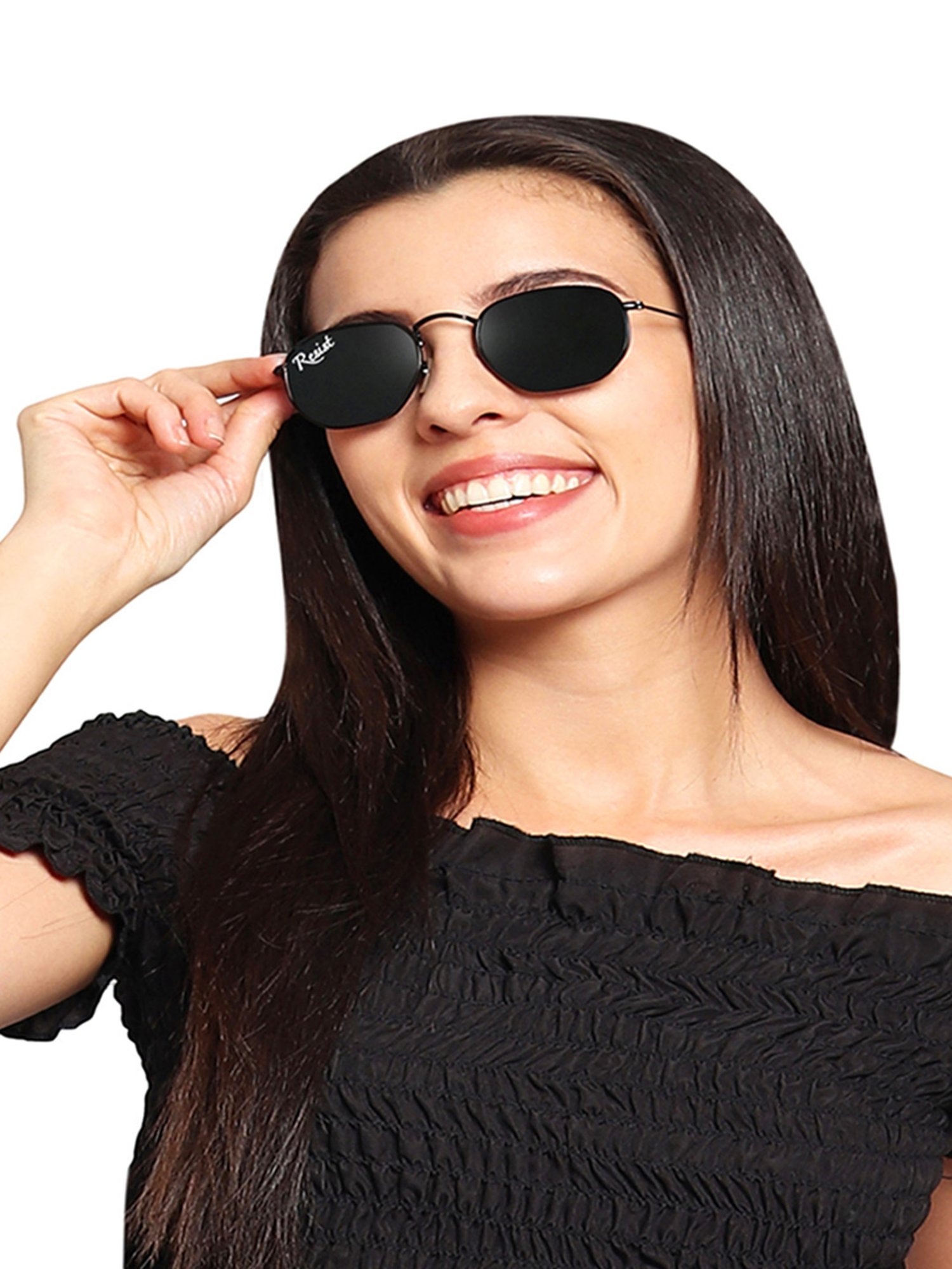 Resist Eyewear Black Hexagon UV Protection Unisex Sunglasses