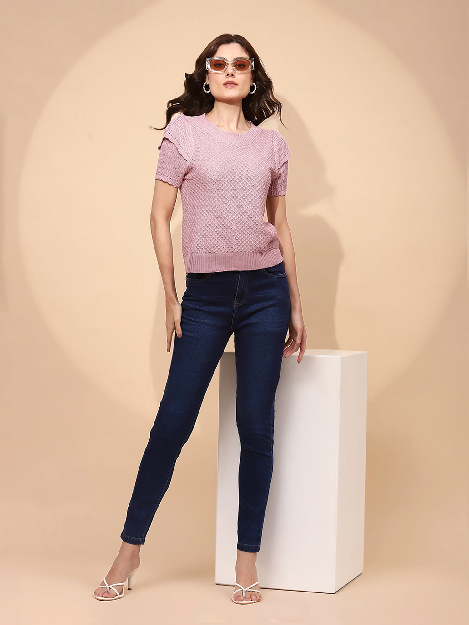 Global Republic Pink Self Design Top