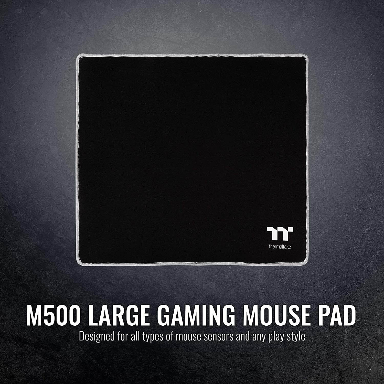 Thermaltake M500 Smooth Surface/Solid Sewing Edge/Splash-Proof/Anti-Slip Rubber Base 450mm x 400mm Gaming Mouse Pad GMP-TTP-BLKSLS-01, Medium